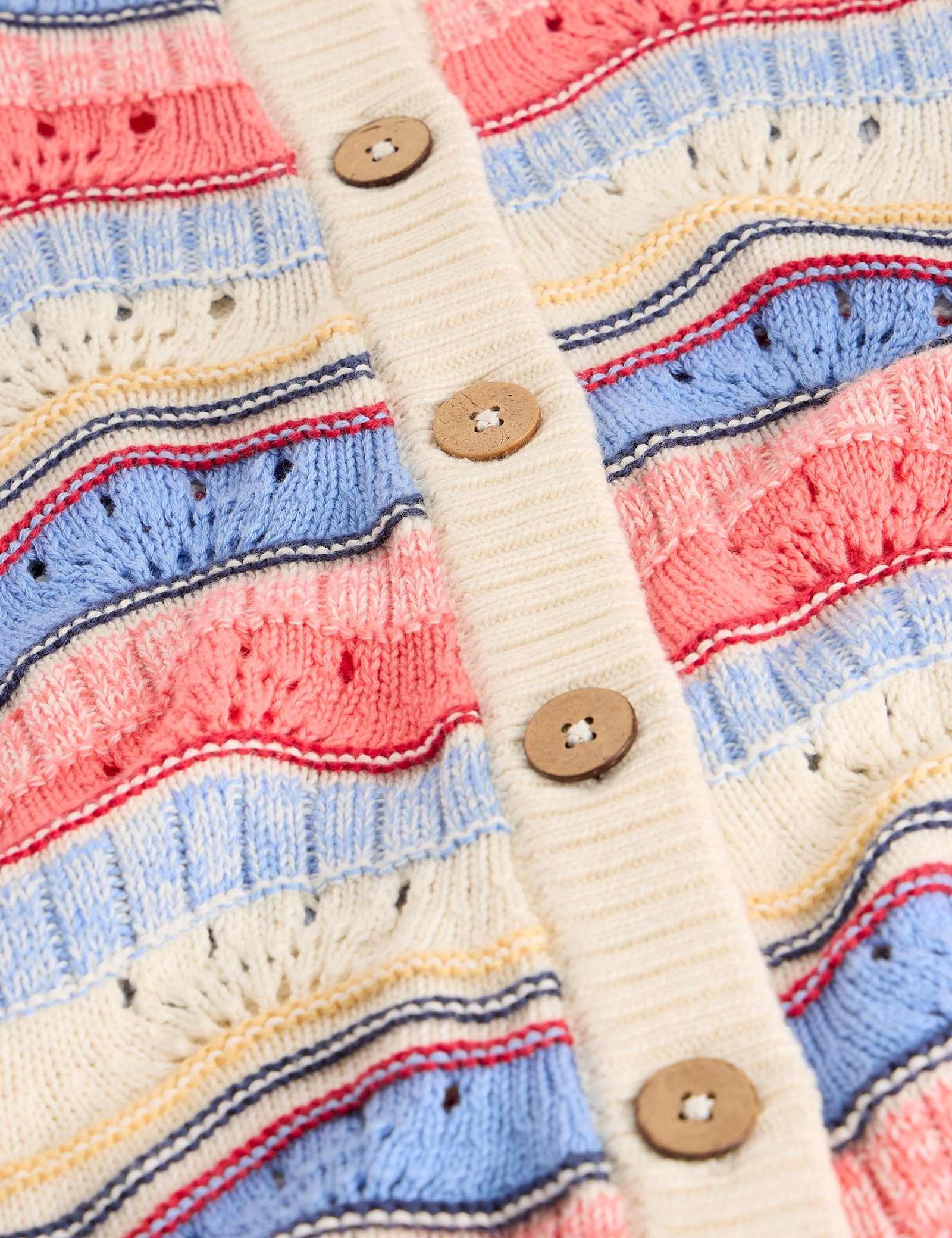 Pure Cotton Striped Pointelle Cardigan - image 5