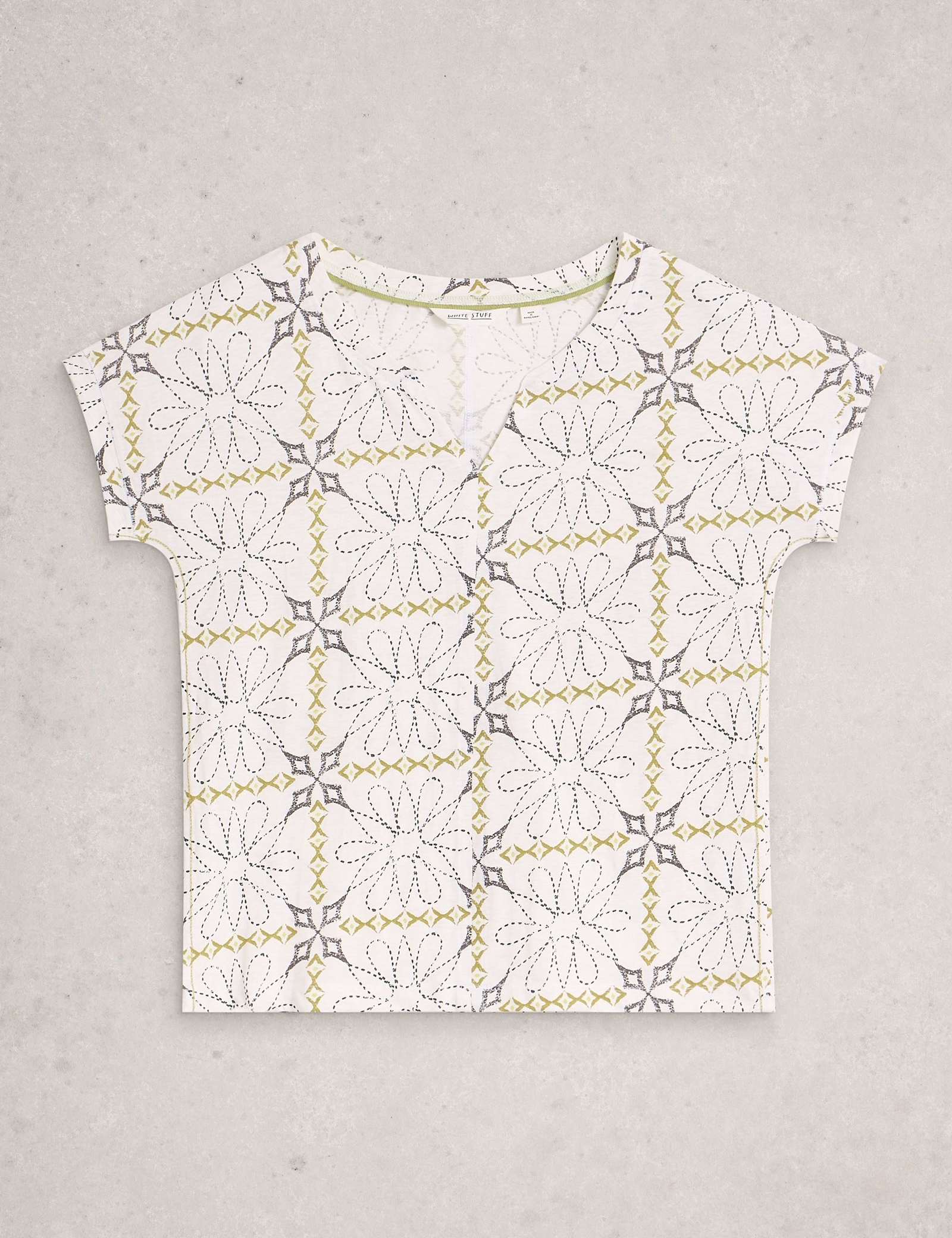 Pure Cotton Printed Notch Neck T-Shirt - image 2