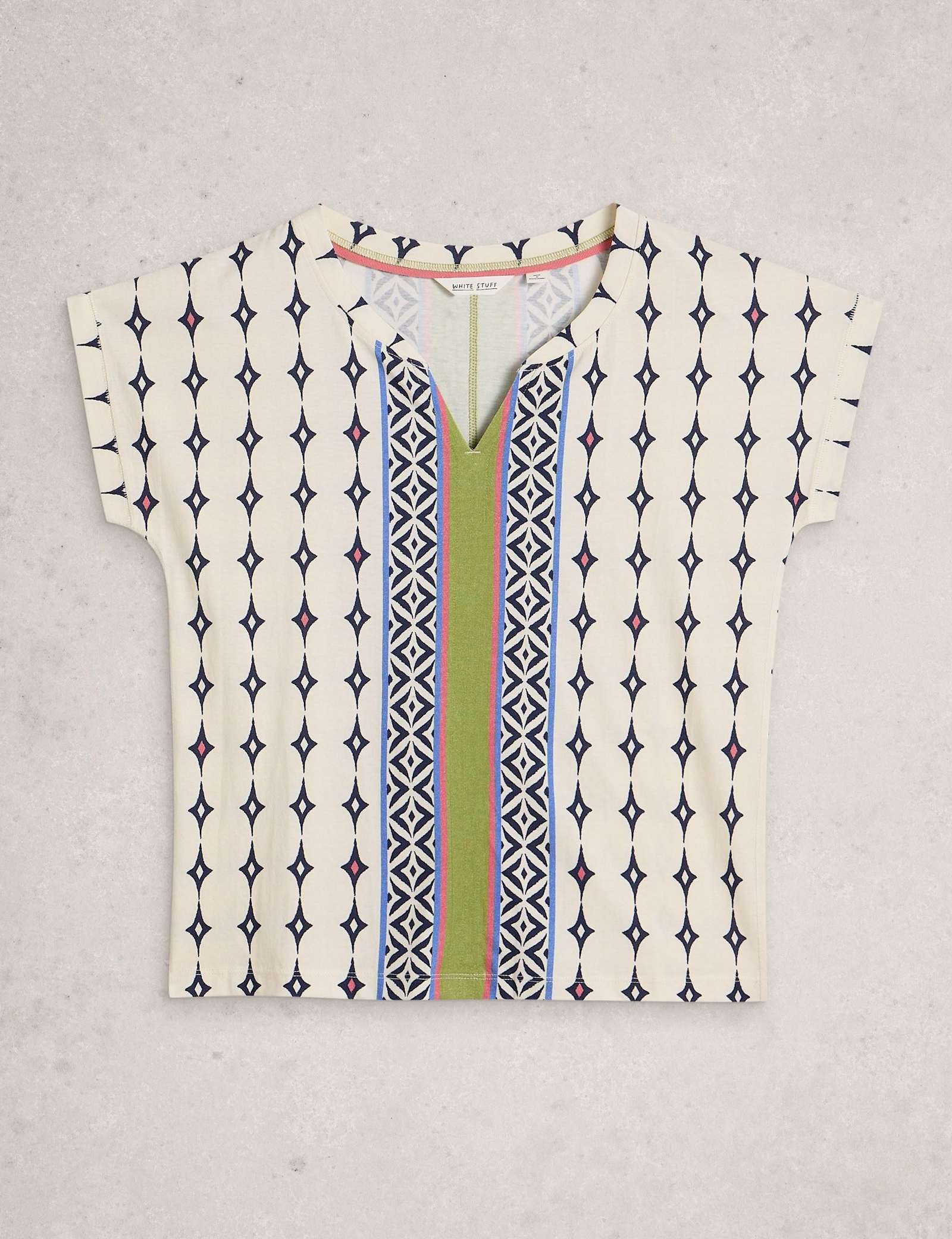 Pure Cotton Printed Notch Neck T-Shirt - image 1