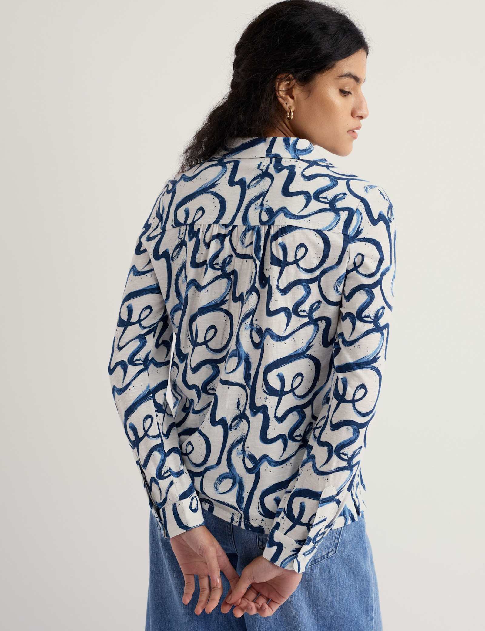 Pure Cotton Jersey Printed Collared Shirt - image 4