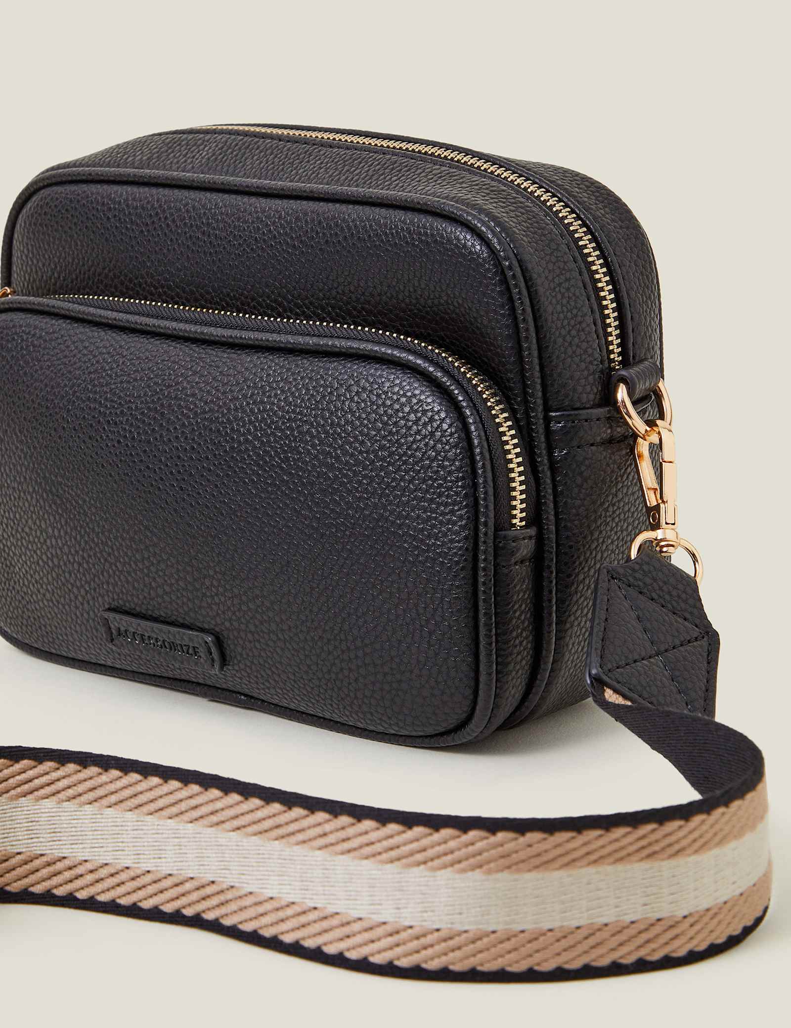 Faux Leather Double Zip Cross Body Camera Bag - image 5