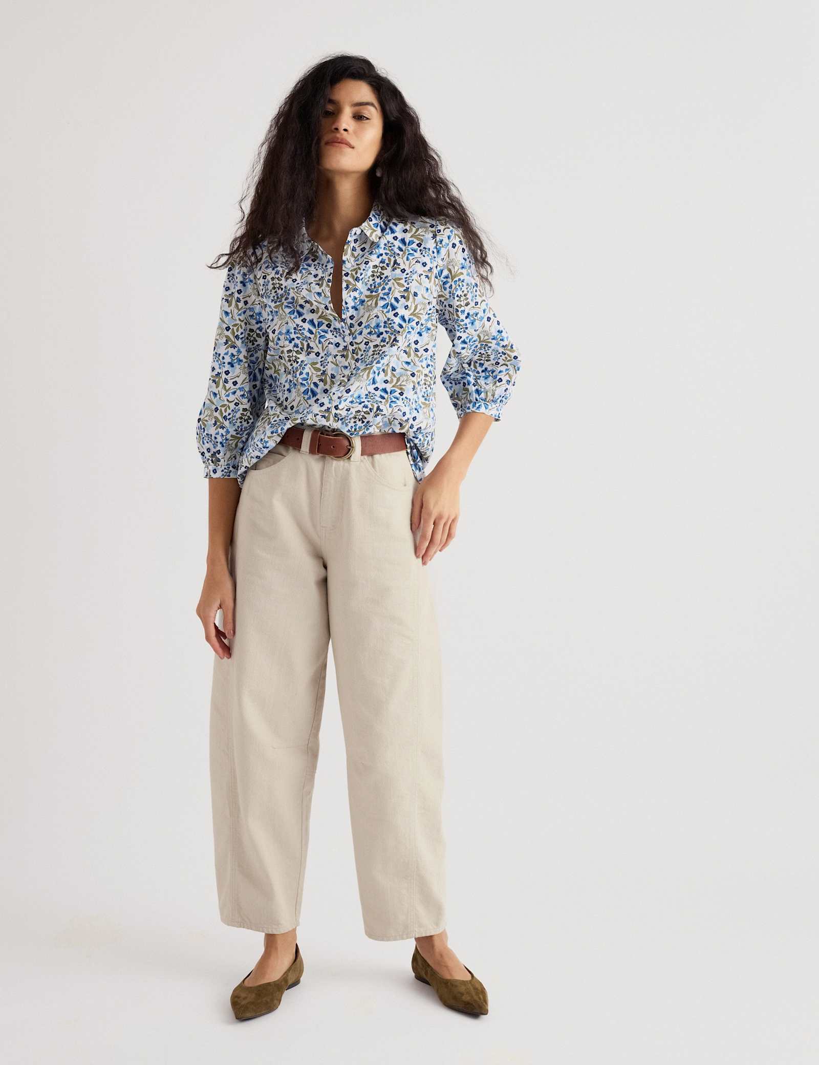 Pure Cotton Floral Collared Blouse - image 2