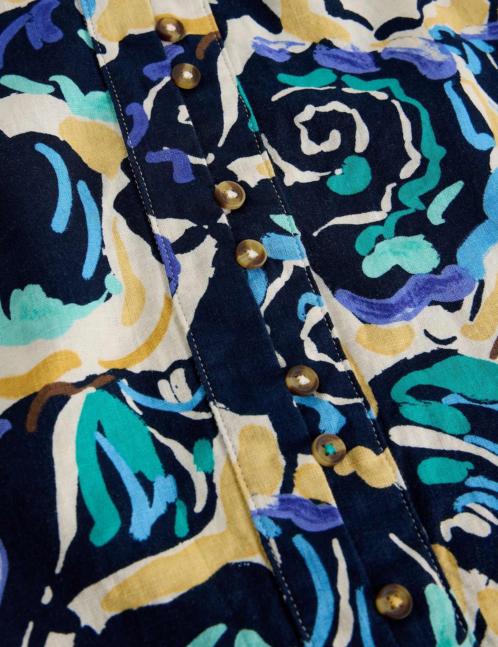 Pure Linen Printed V-Neck Top - image 5