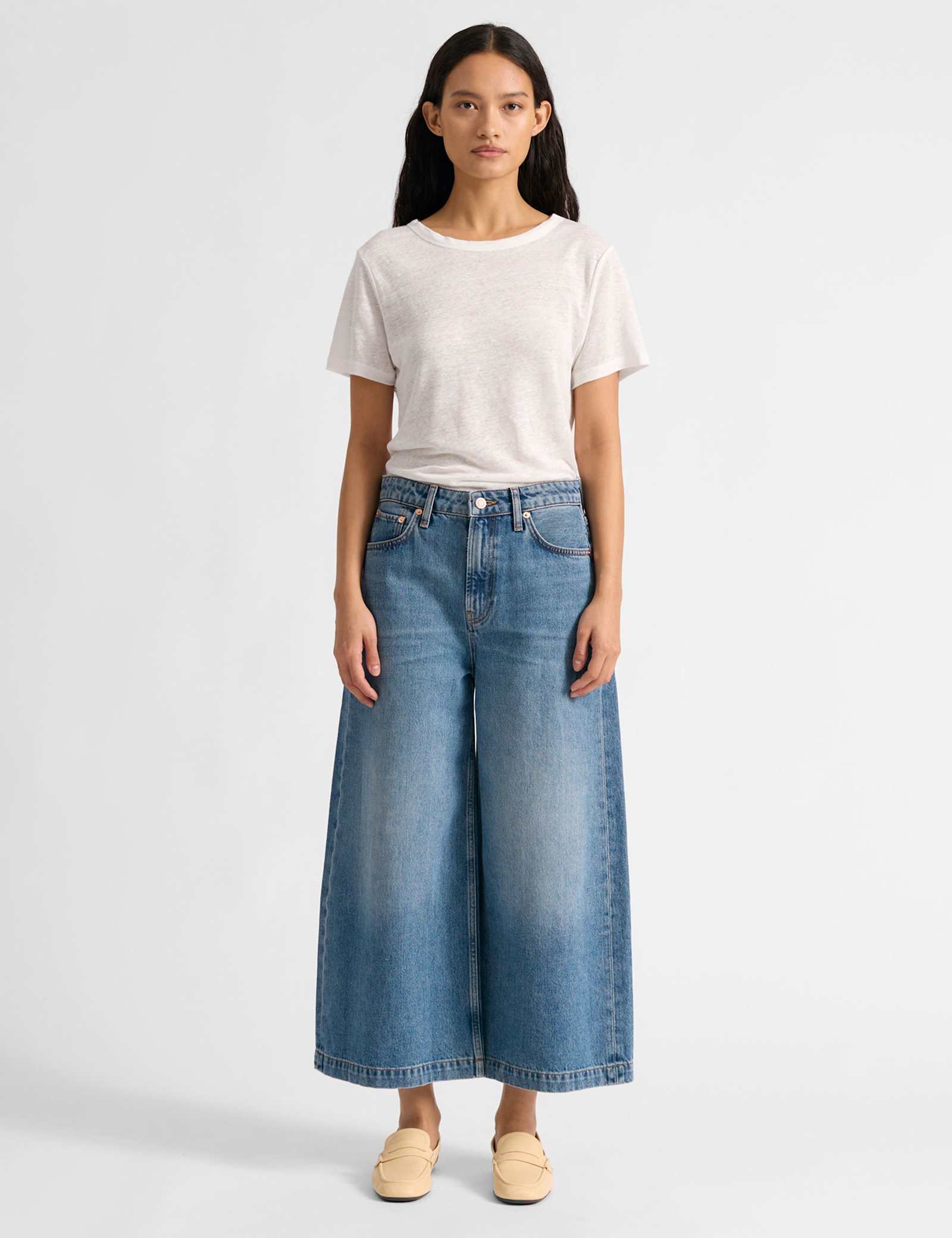 Denim Wide Leg Culottes - image 2