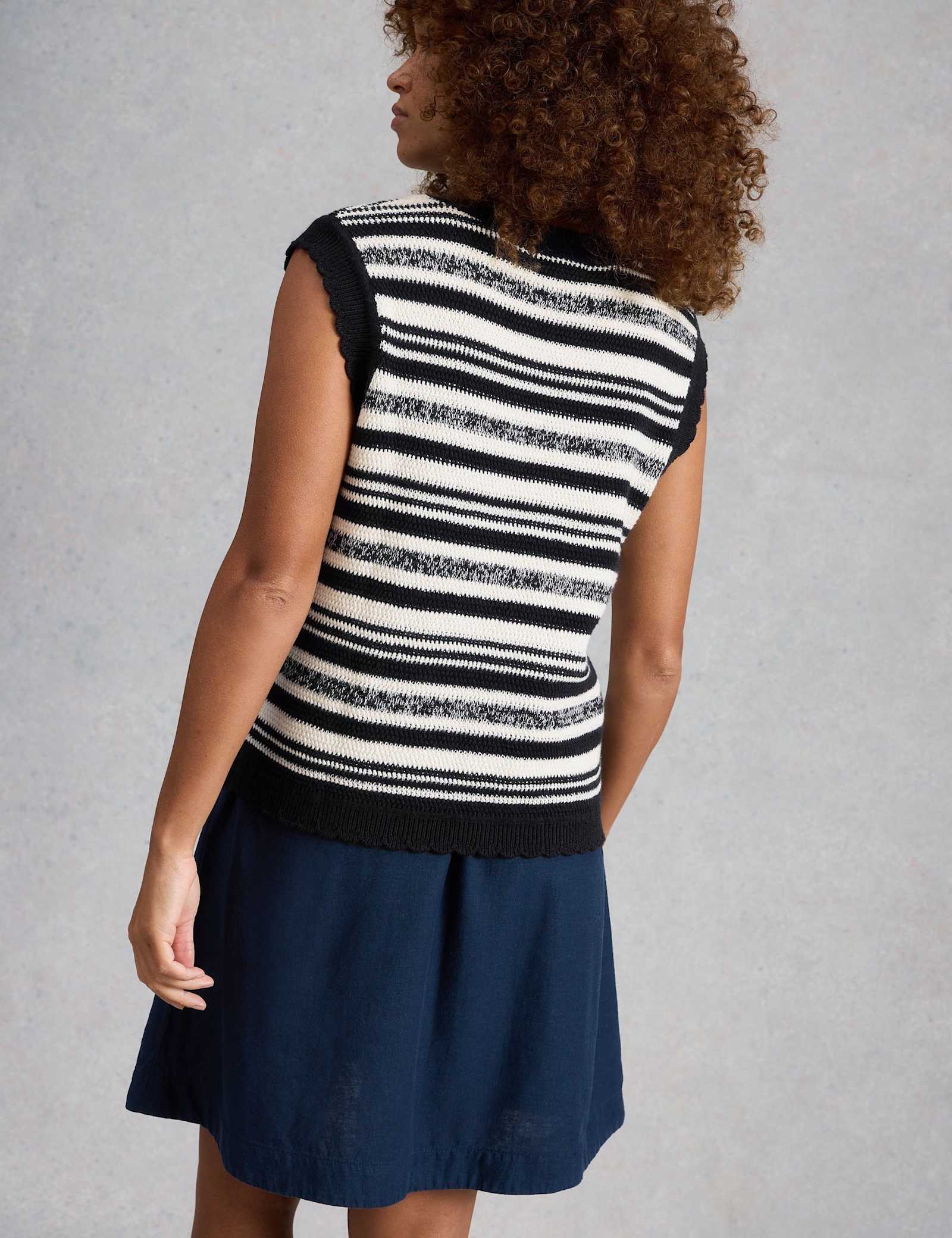 Pure Cotton Striped Knitted Vest - image 5