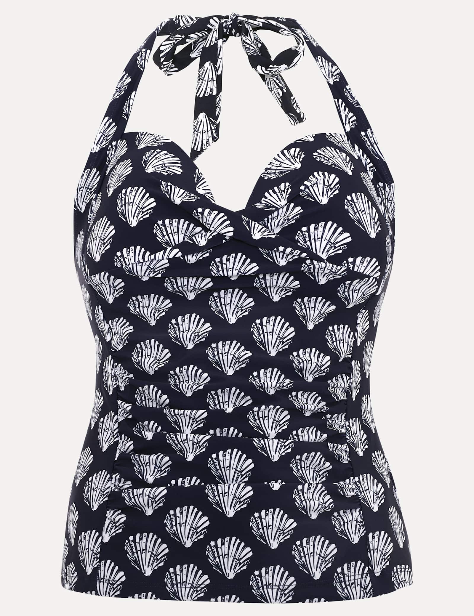 Shell Print Padded Halterneck Tankini Top - image 1