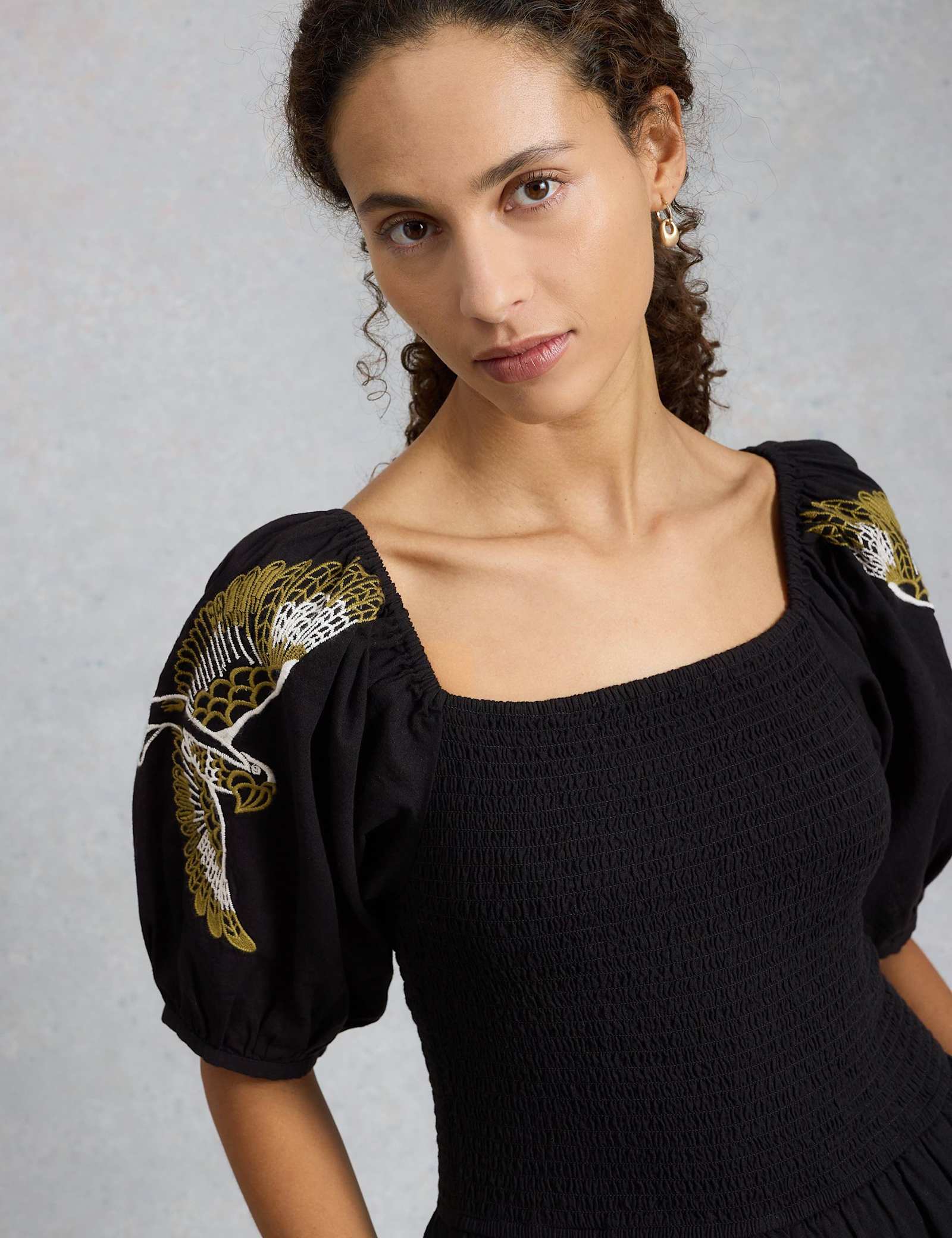 Embroidered Shirred Jumpsuit - image 3