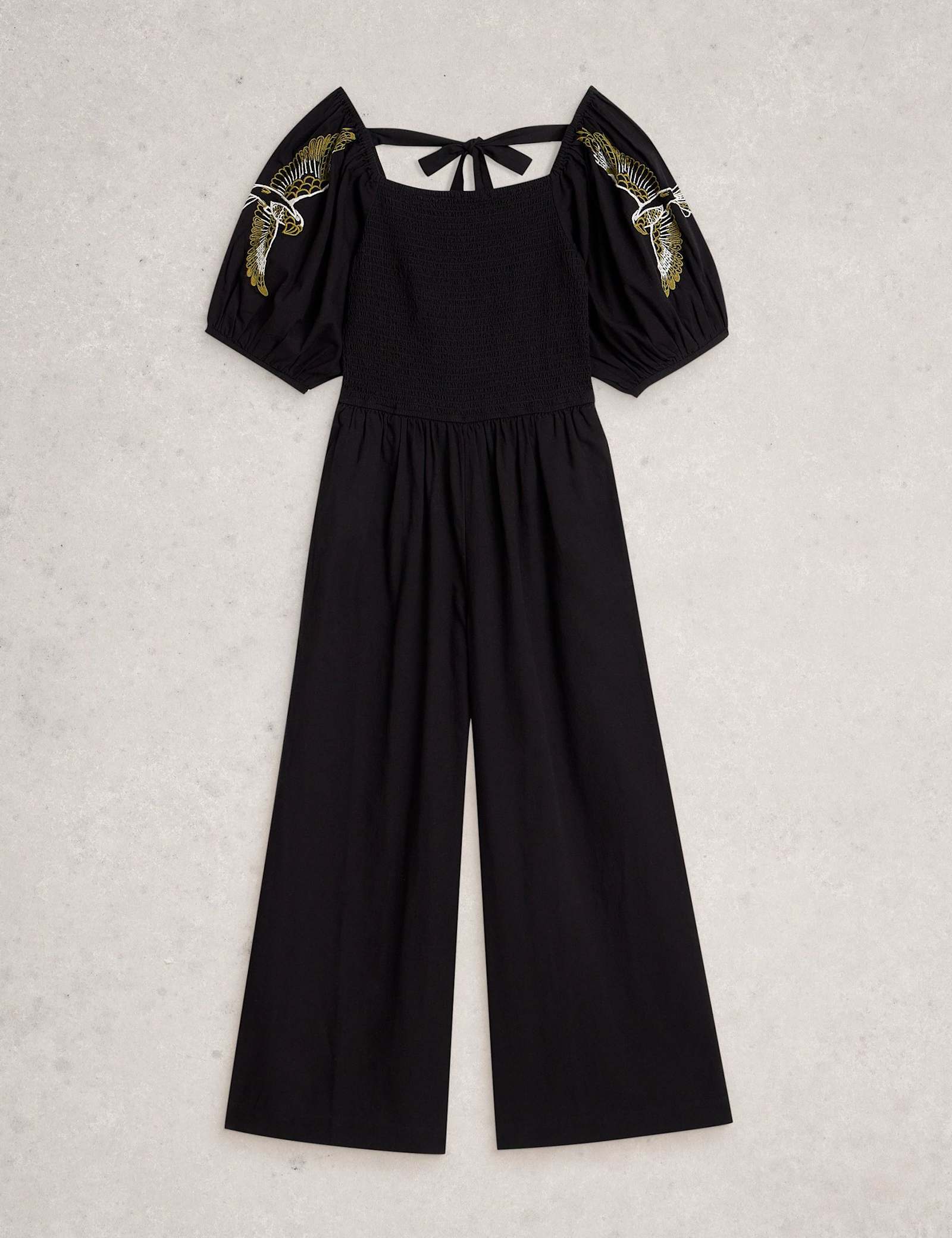 Embroidered Shirred Jumpsuit - image 1