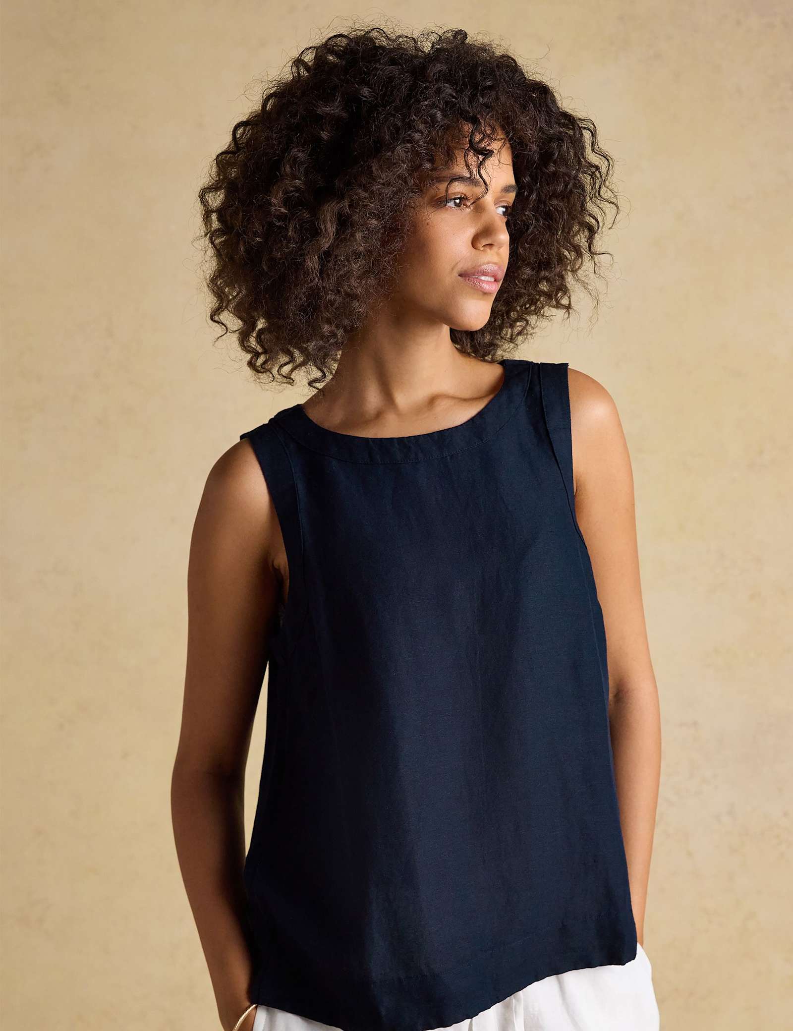 Linen Blend Round Neck Blouse - image 4