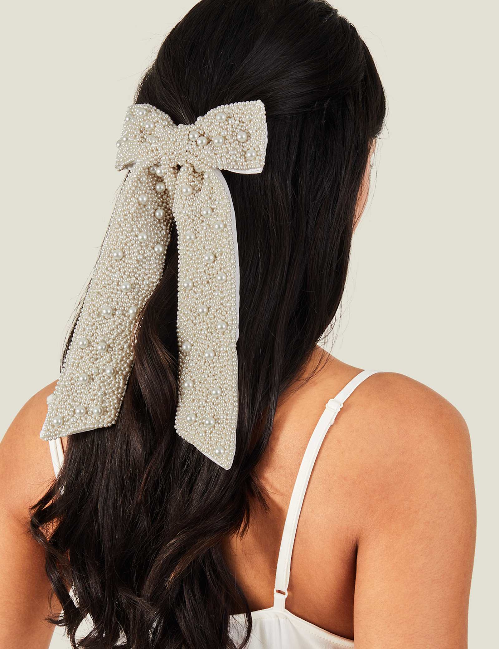 Embellished Pearl Bow Hair Clip - image 2