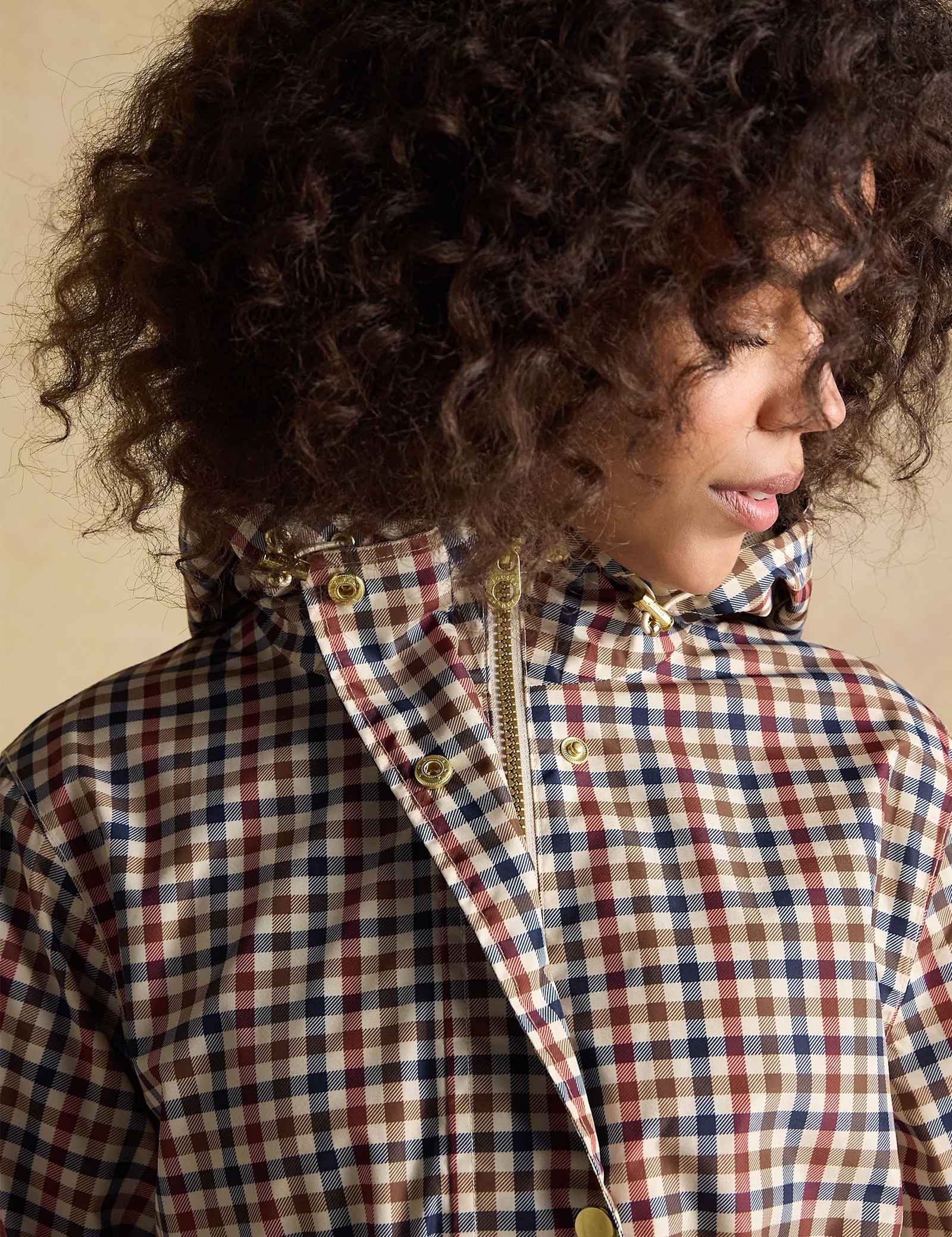 Waterproof Checked Hooded Raincoat - image 3