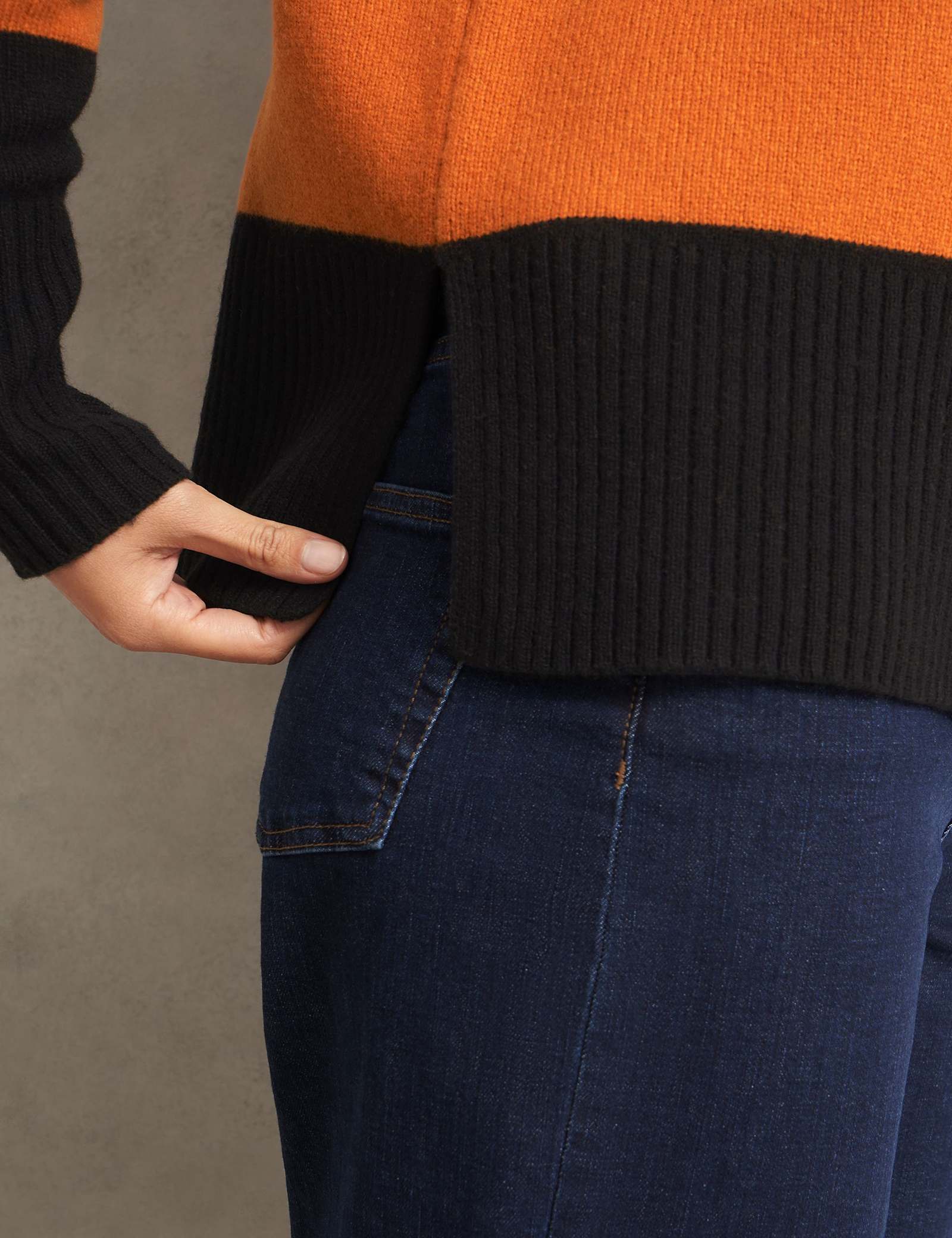 Merino Wool Rich Colour Block Jumper - image 4