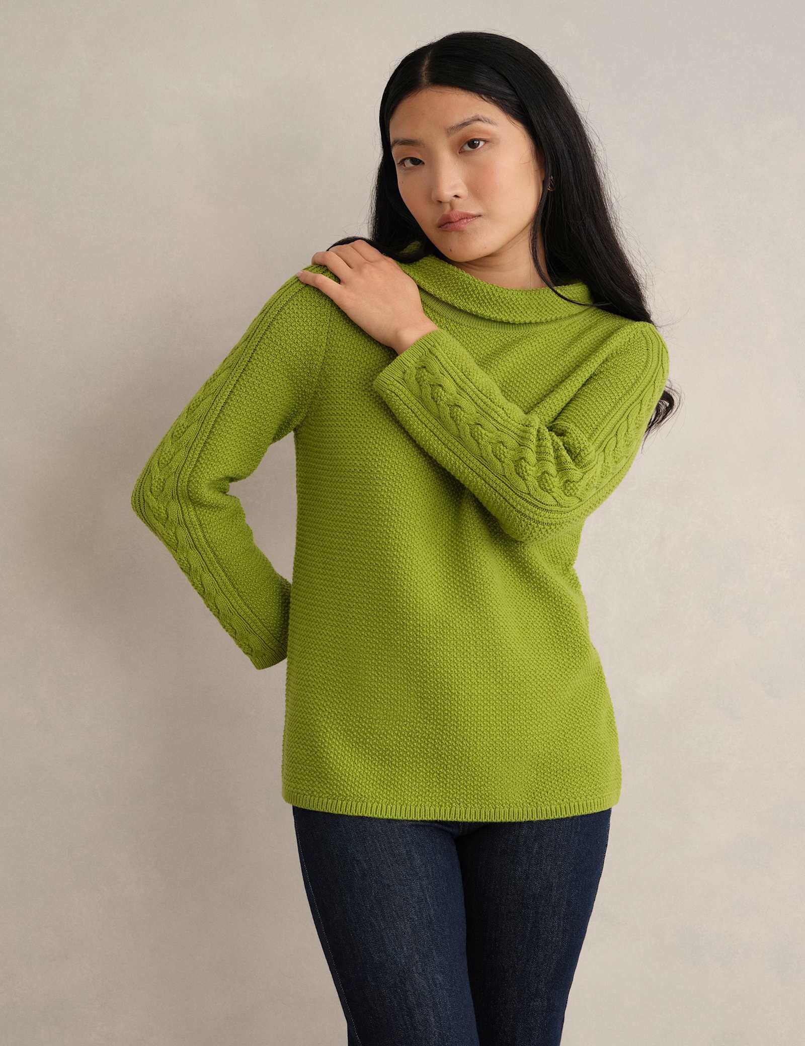 Pure Cotton Textured Roll Neck Jumper - image 4
