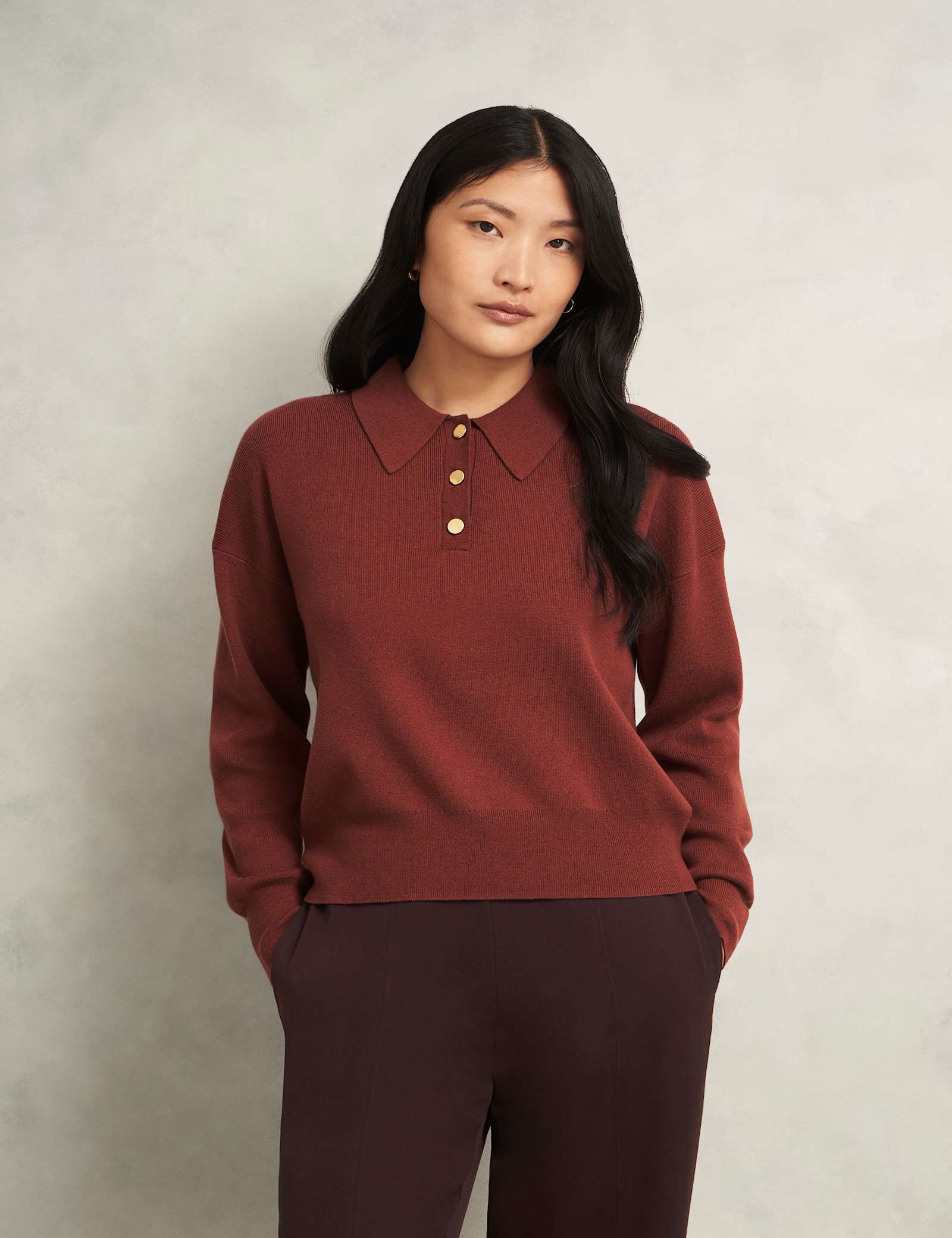 Merino Wool Rich Polo Neck Jumper - image 2