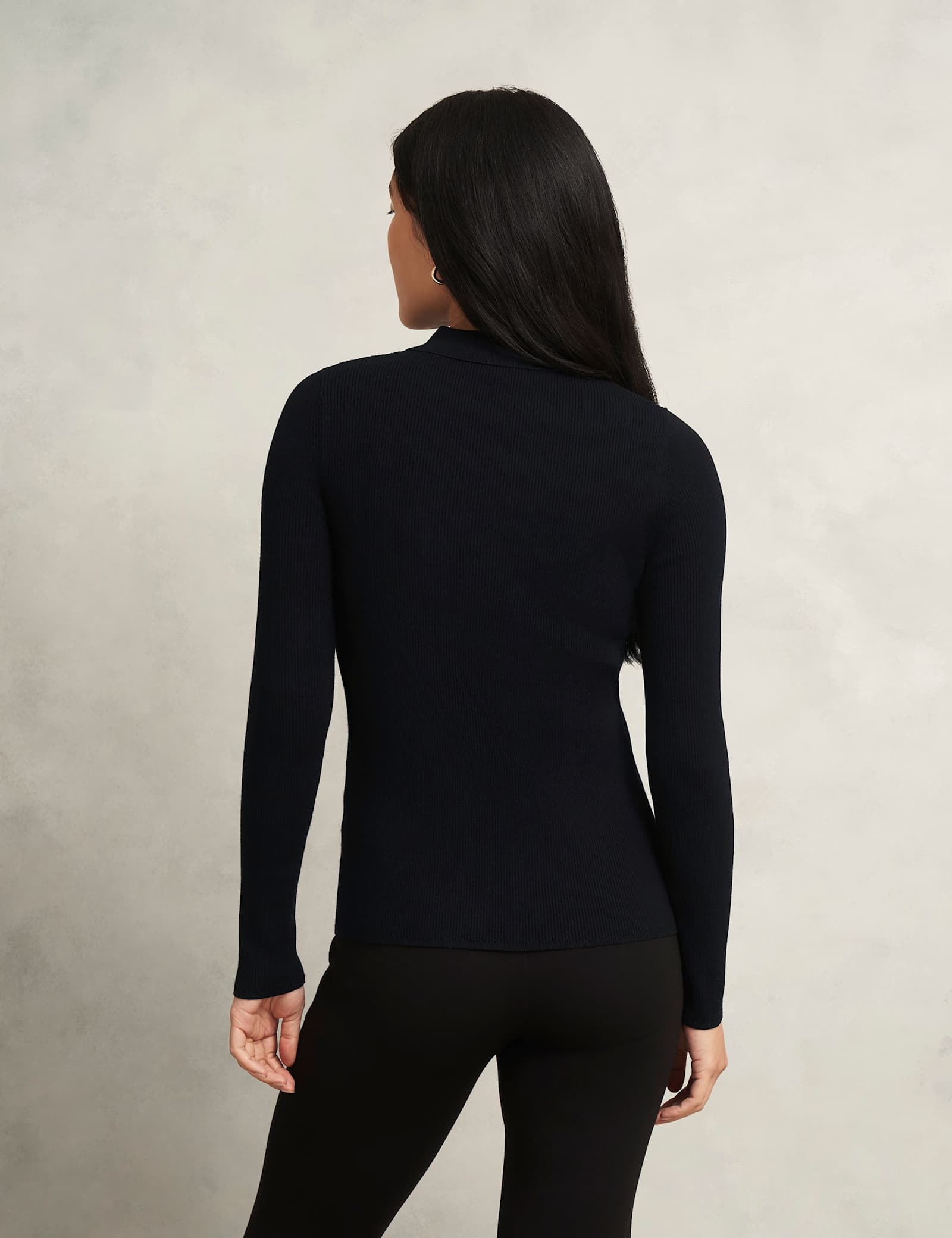 Ribbed Collared Half Zip Knitted Shirt - image 5