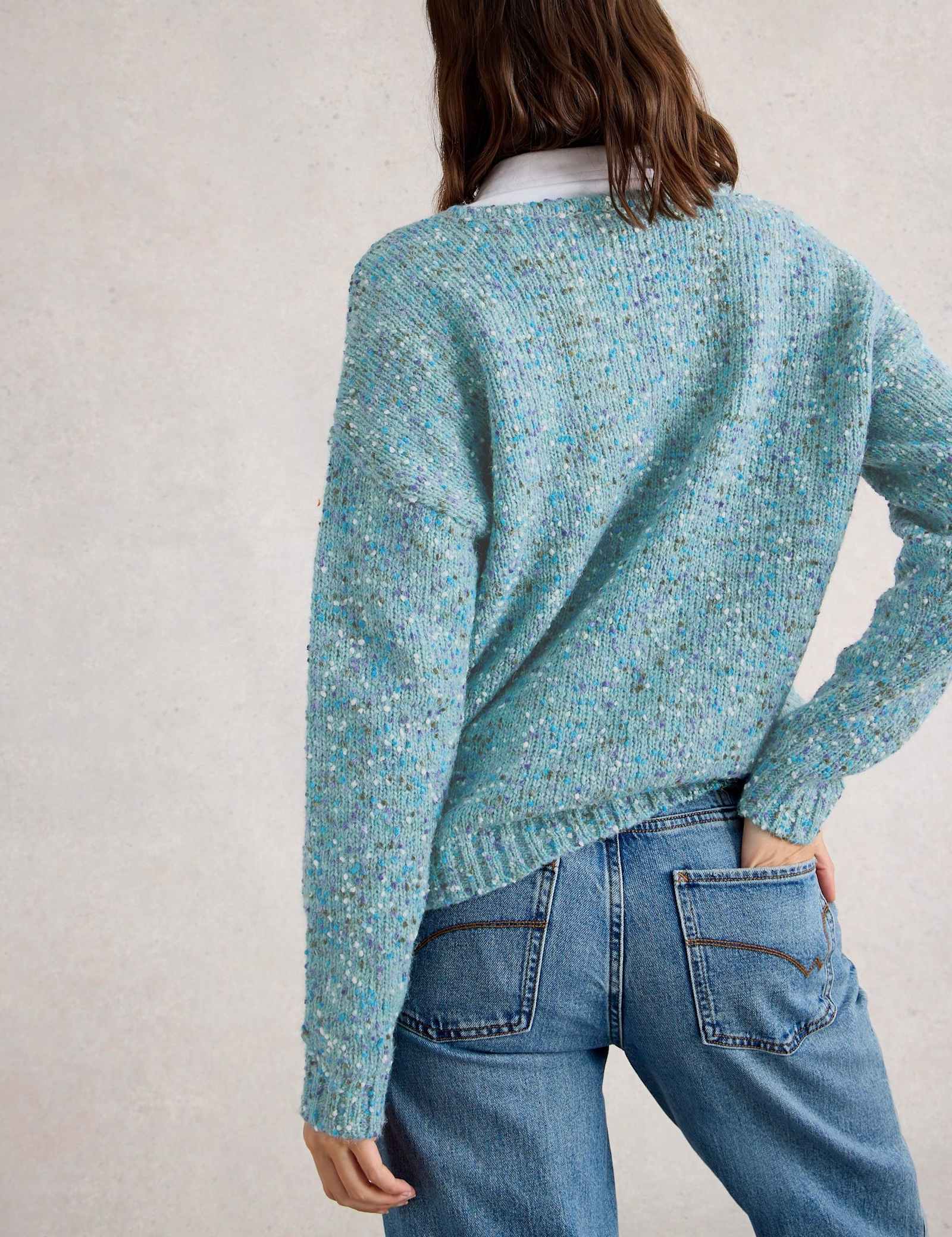 V-Neck Textured Jumper with Wool - image 5