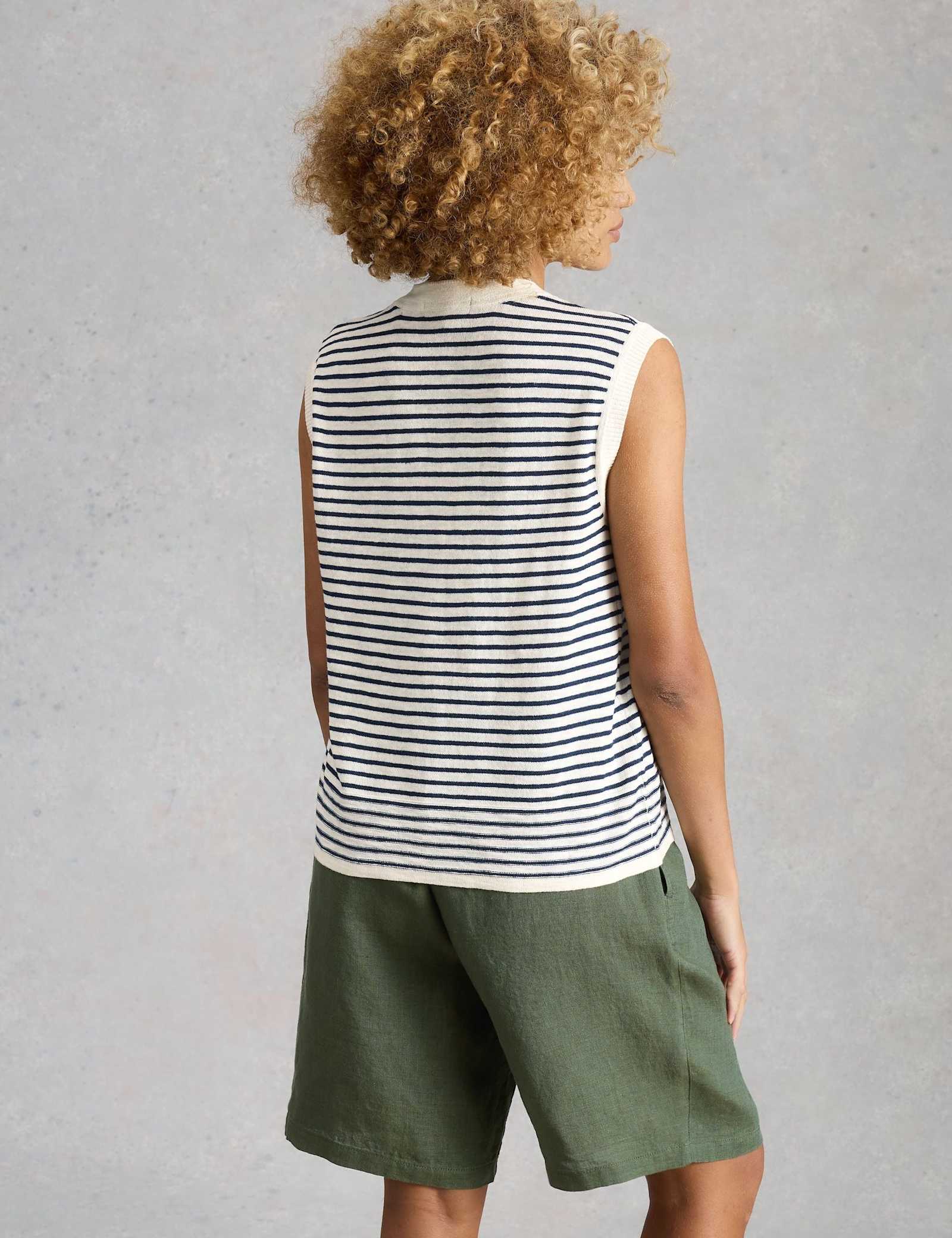 Cotton Rich Striped Tank Top with Linen - image 4