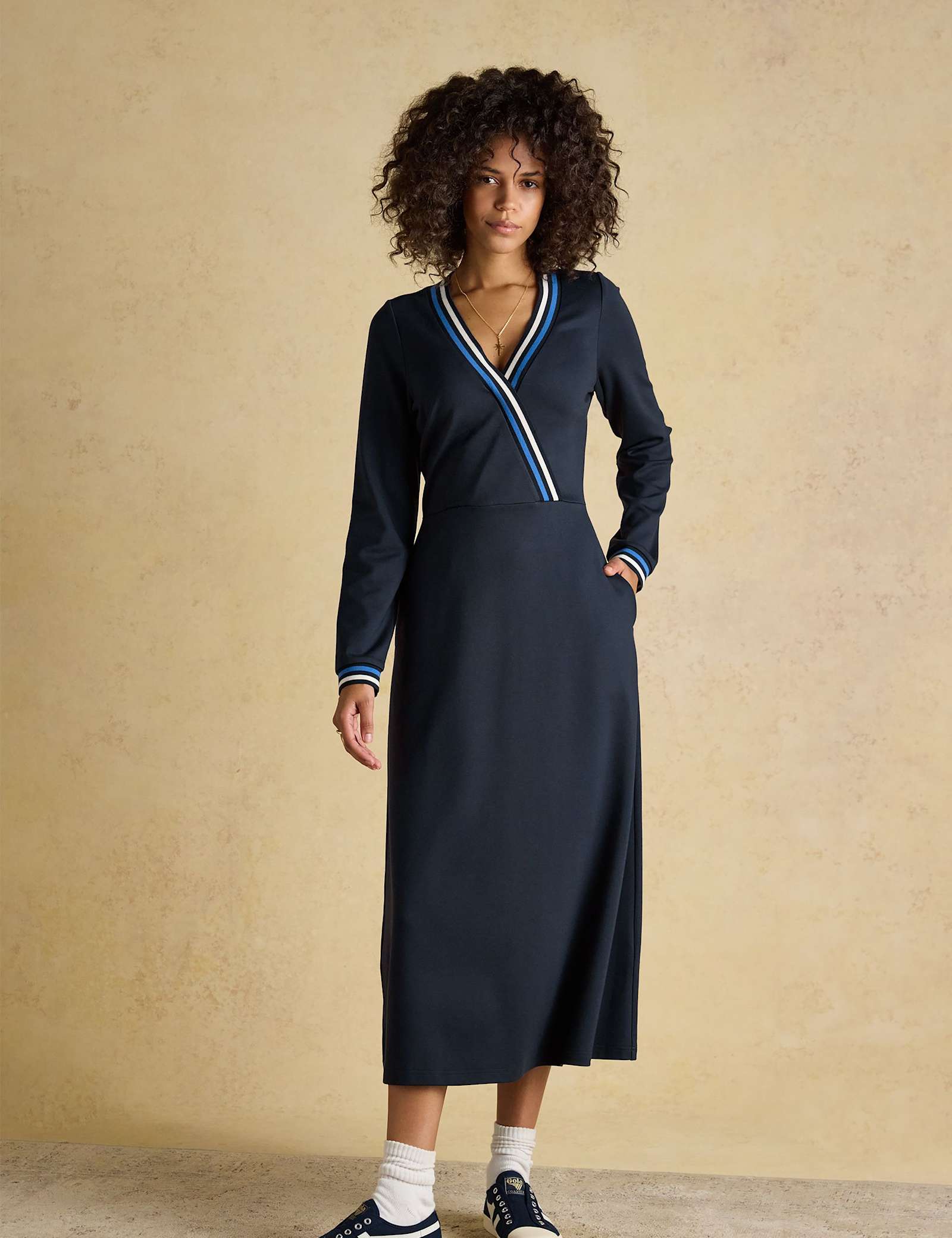 Jersey V-Neck Midi Wrap Waisted Dress - image 2
