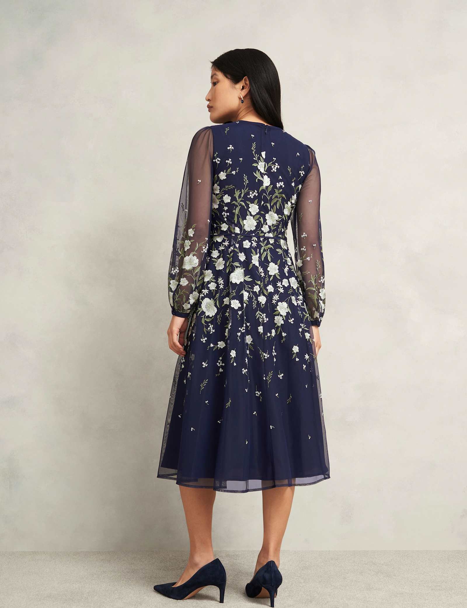 Embroidered Midi Skater Dress - image 4
