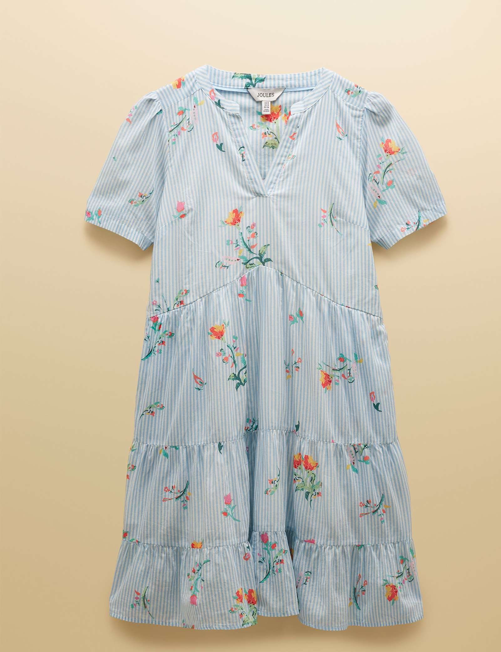 Pure Cotton Striped Floral V-Neck Mini Dress - image 1