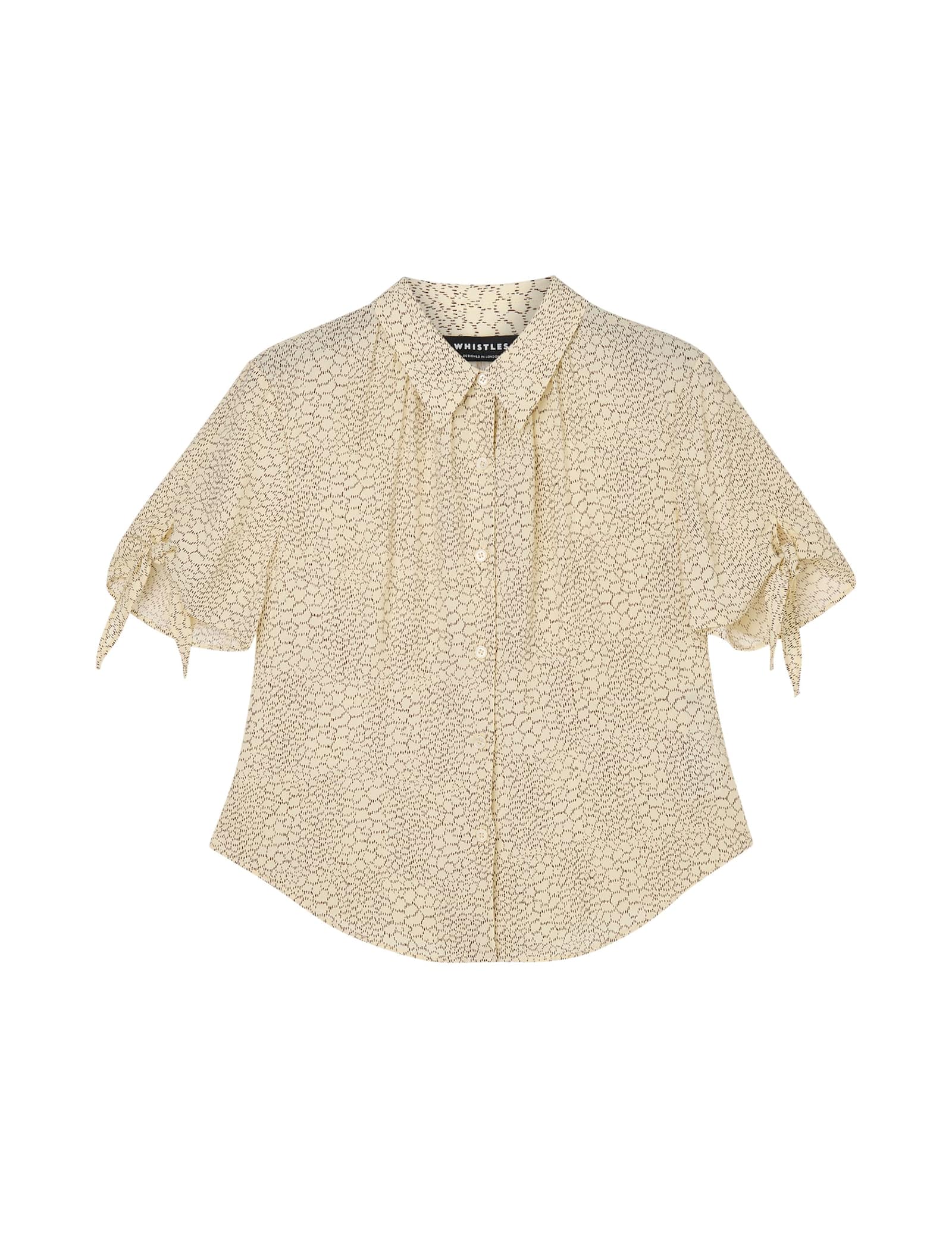 Polka Dot Collared Tie Sleeve Shirt - image 1