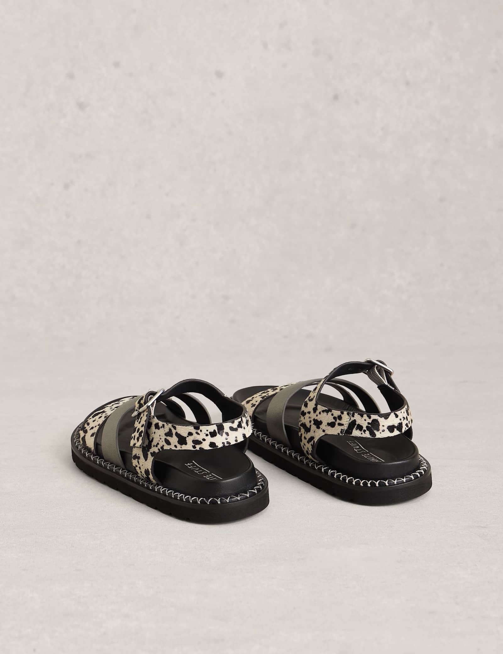 Leather Hair On Animal Print Footbed Sandals - image 3