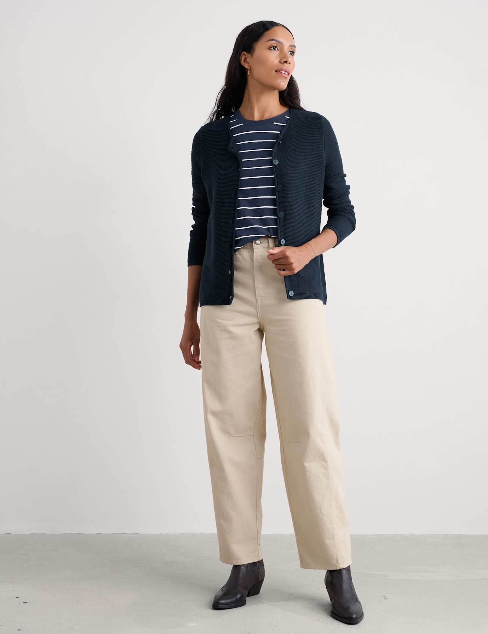 Pure Cotton Ribbed Crew Neck Cardigan - image 2