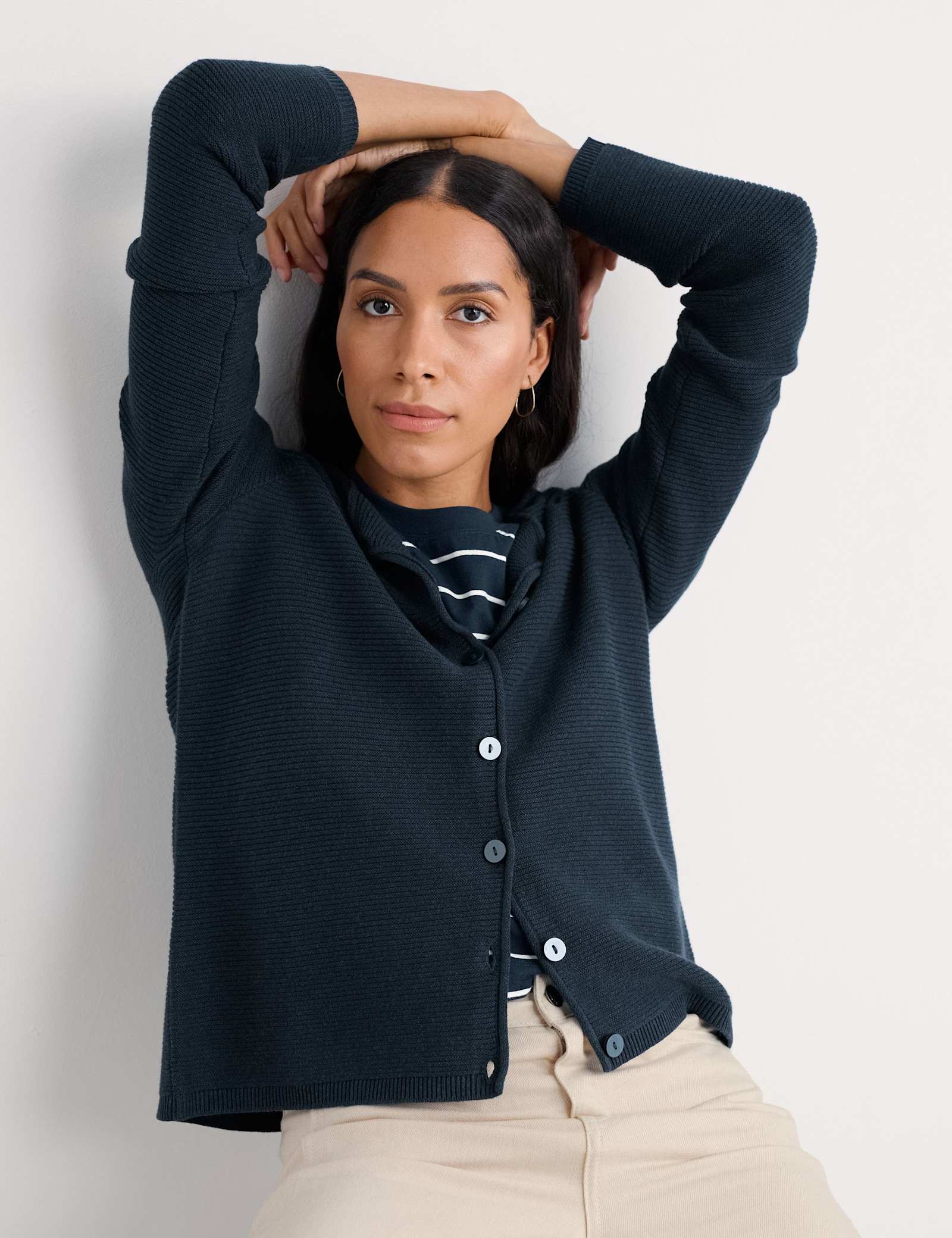 Pure Cotton Ribbed Crew Neck Cardigan - image 5
