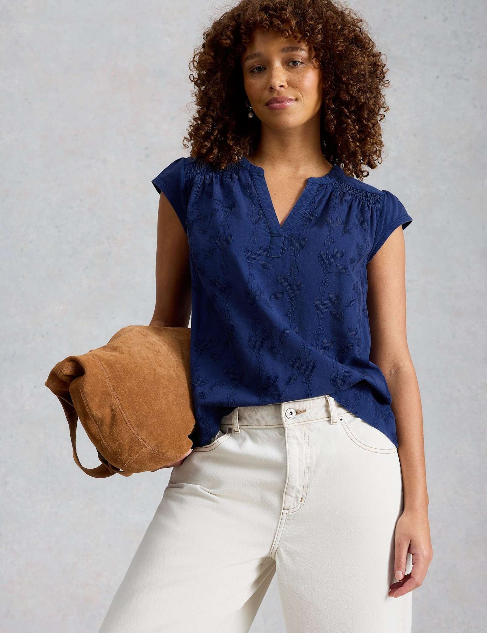 Pure Cotton Embroidered Notch Neck Blouse - image 5