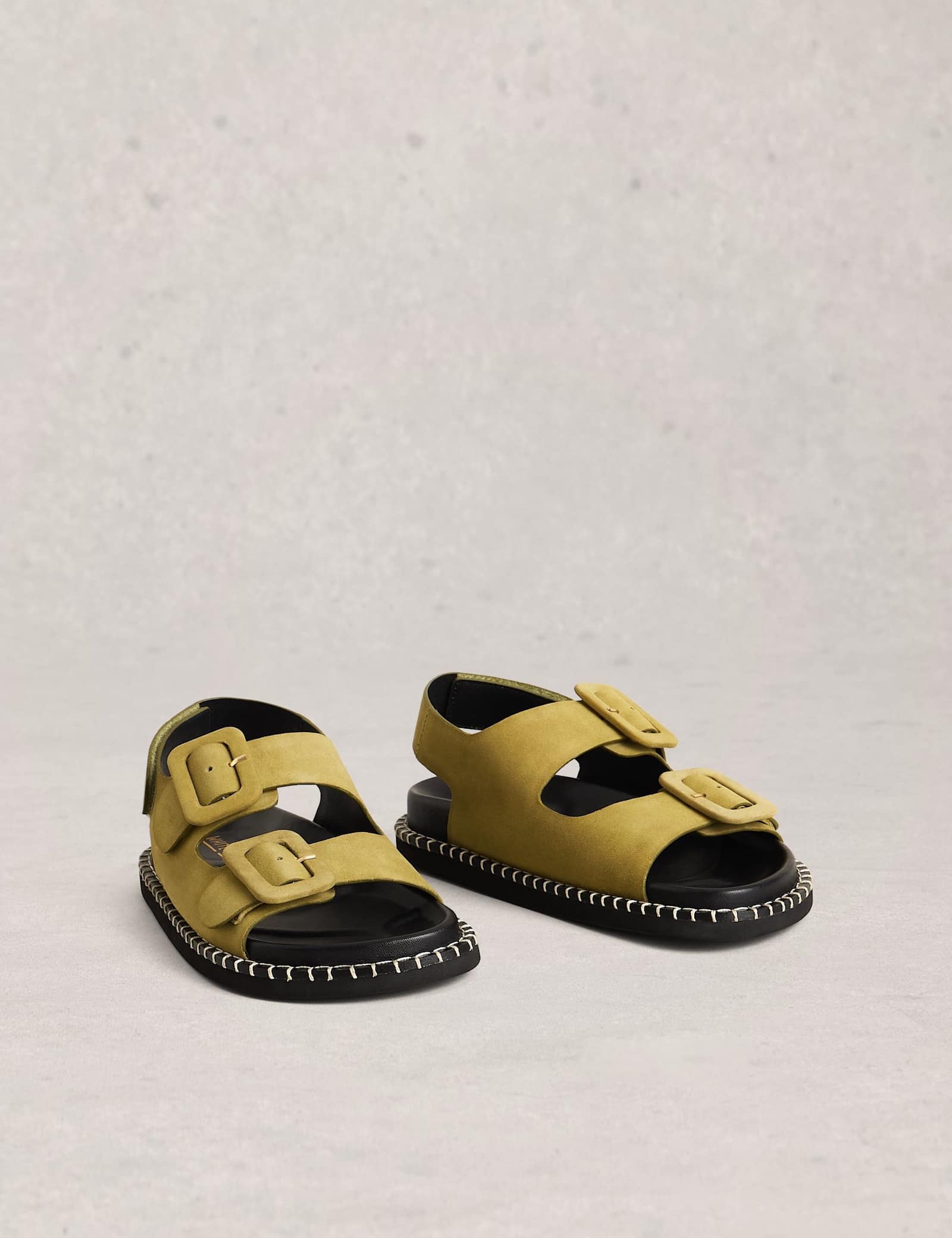 Suede Buckle Flat Footbed Sandals - image 5