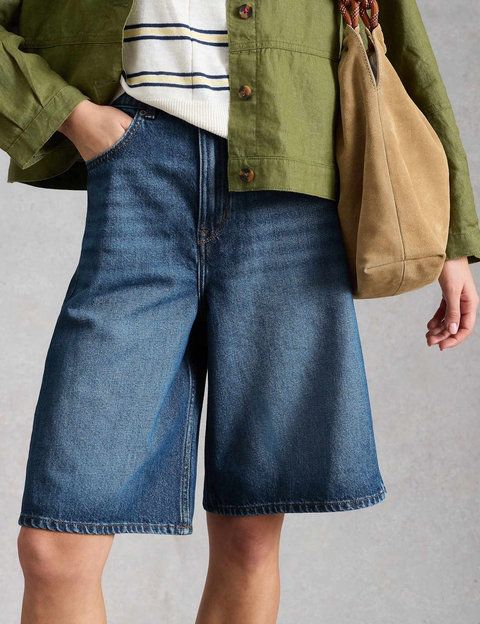 Denim Longer Length Shorts - image 4