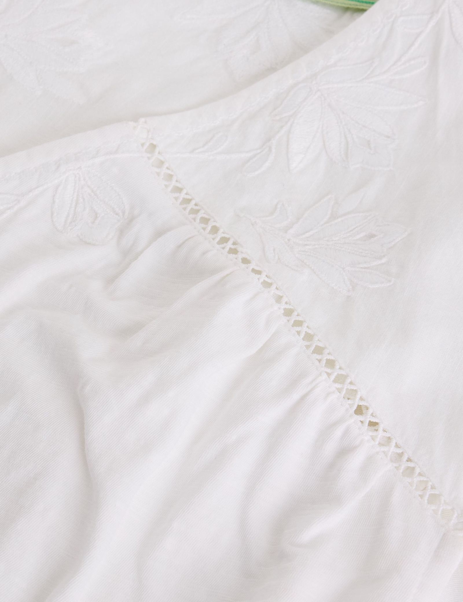 Pure Cotton Embroidered Floral Lace Insert Top - image 5