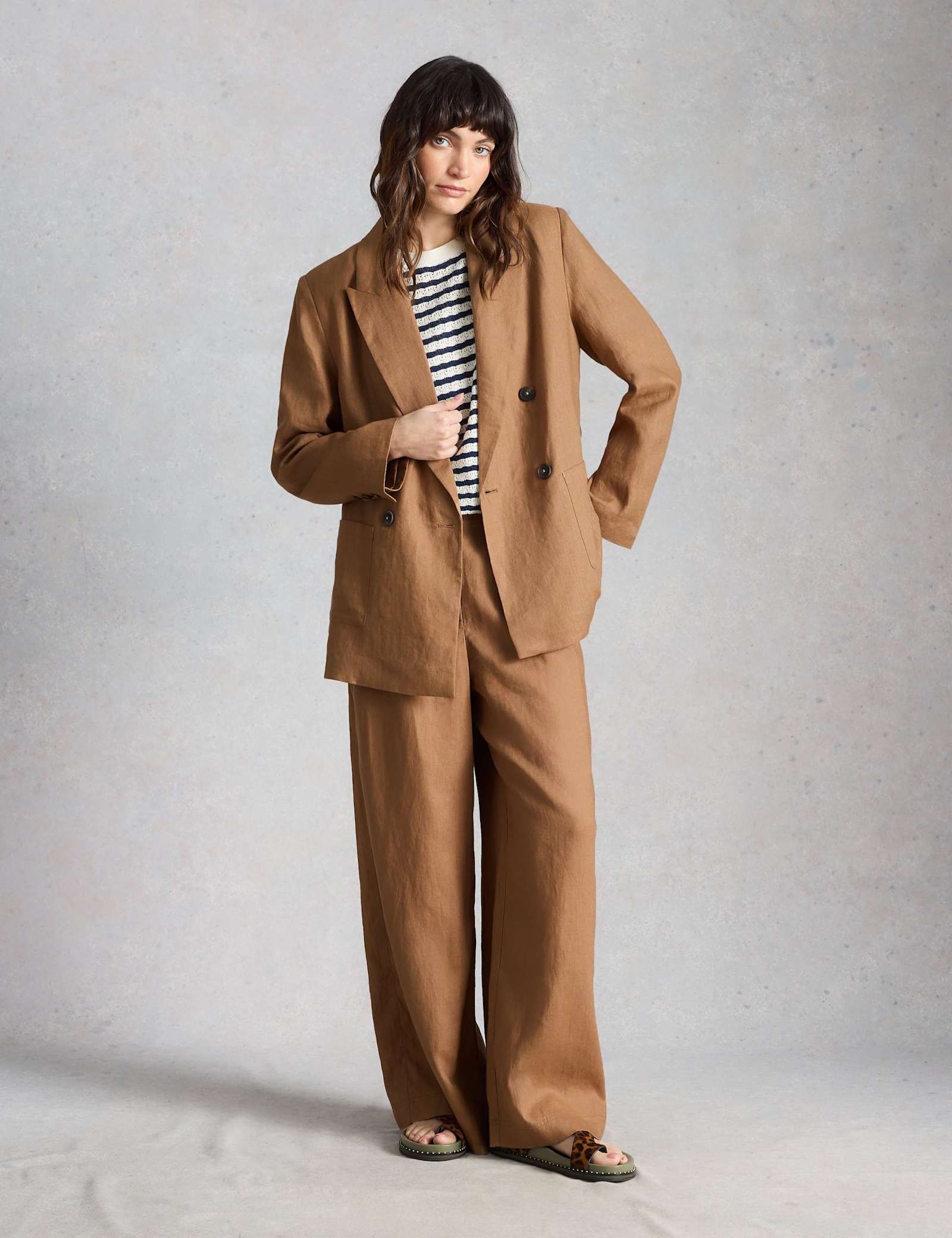 Pure Linen Relaxed Double Breasted Blazer - image 2