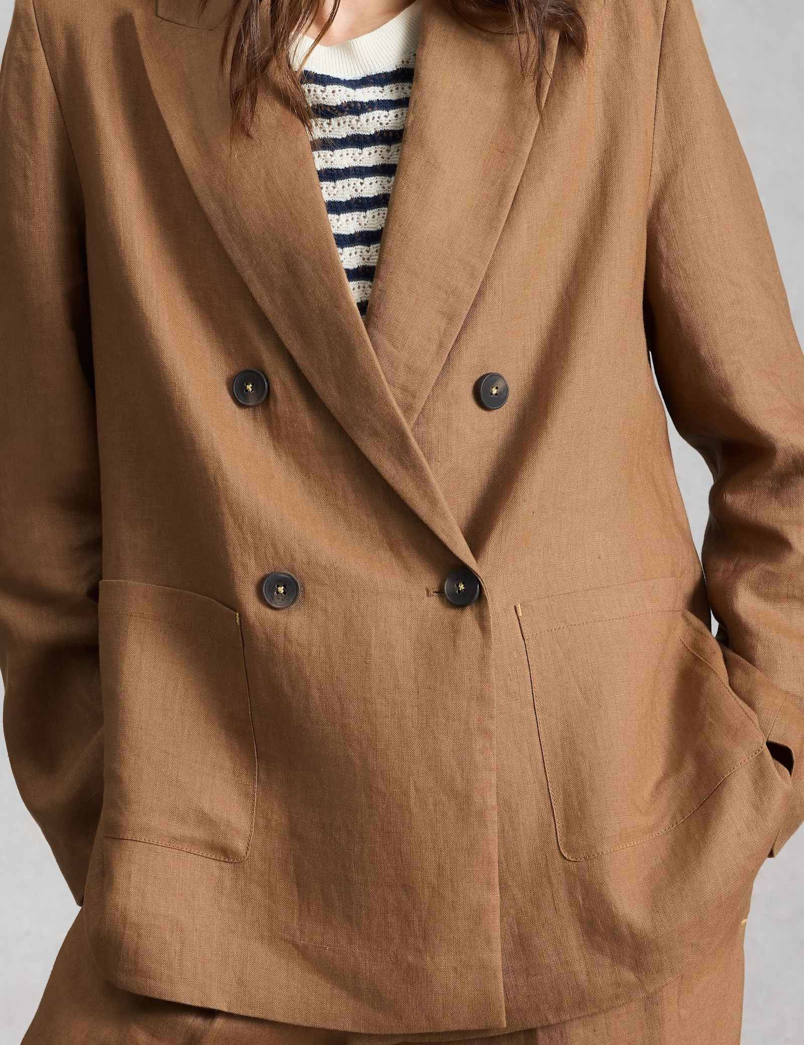 Pure Linen Relaxed Double Breasted Blazer - image 3