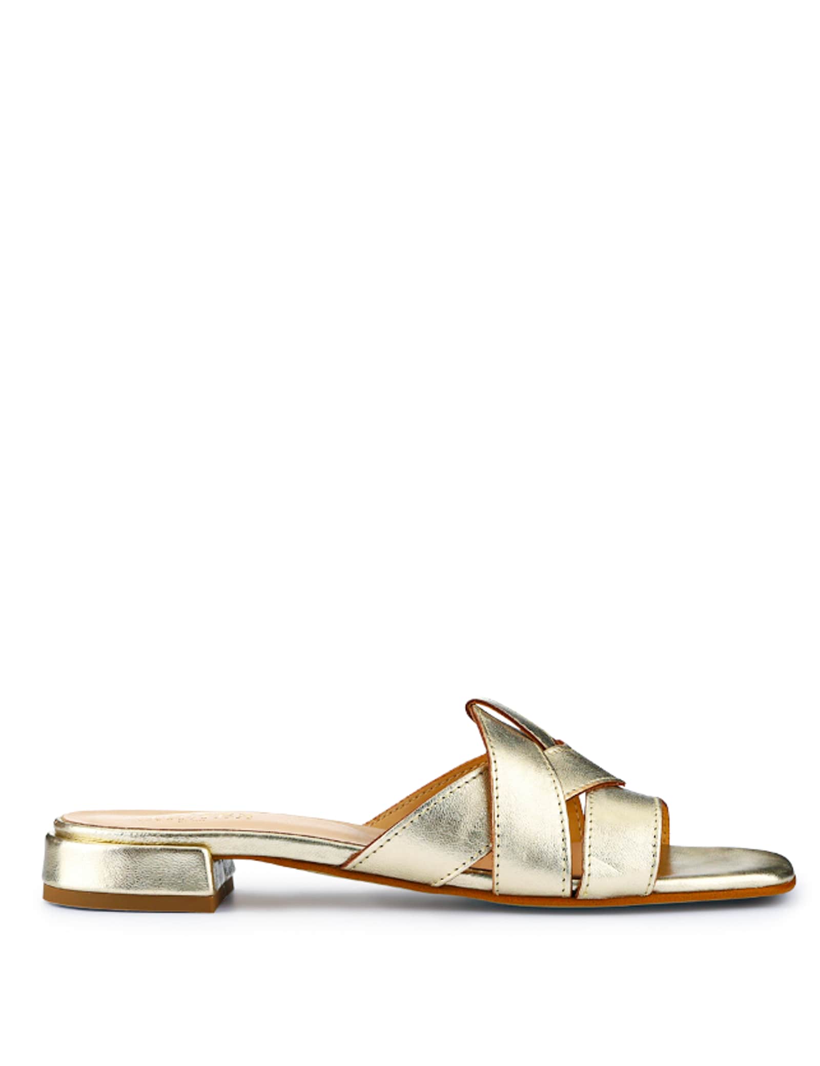 Leather Metallic Block Heel Mules - image 1