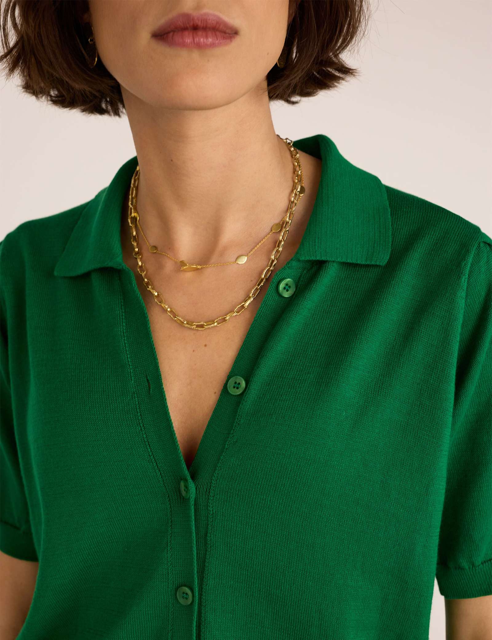 Pure Cotton Collared Short Sleeve Cardigan - image 2