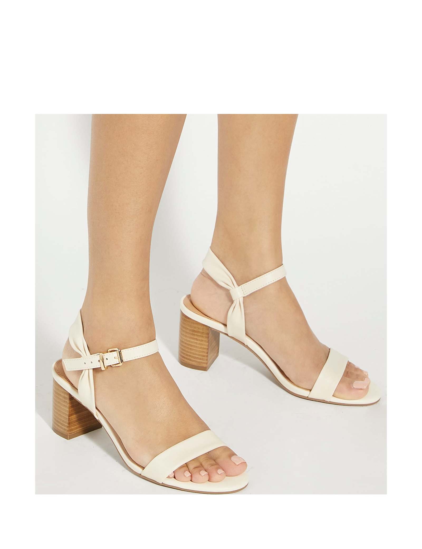 Leather Ankle Strap Block Heel Sandals - image 1