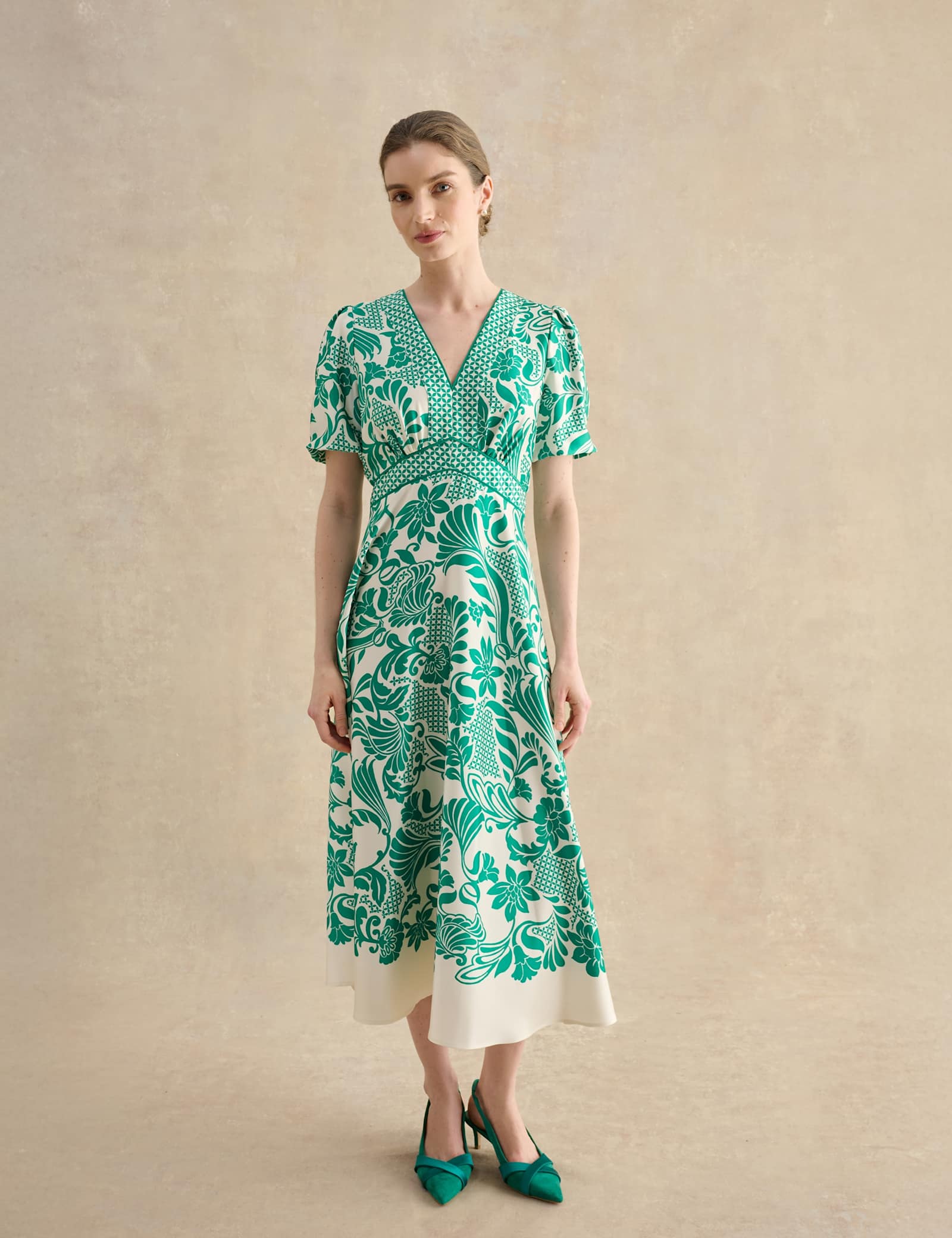 Printed Midi Waisted Dress - image 2