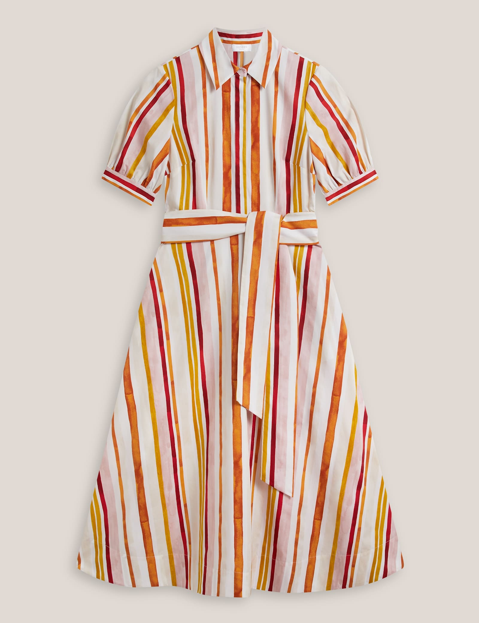 Pure Cotton Striped Midi Skater Shirt Dress - image 1