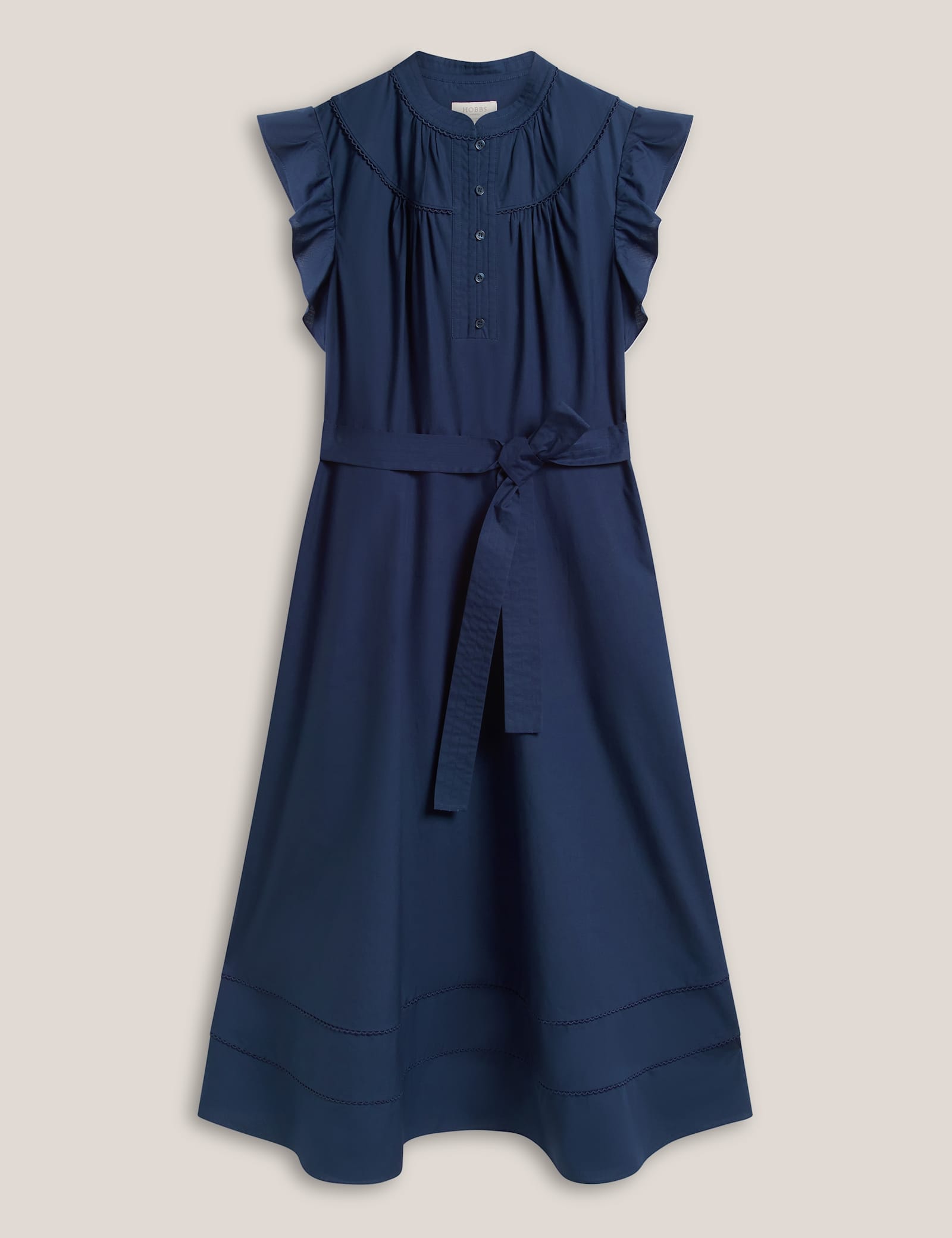 Pure Cotton High Neck Midi Waisted Dress - image 1