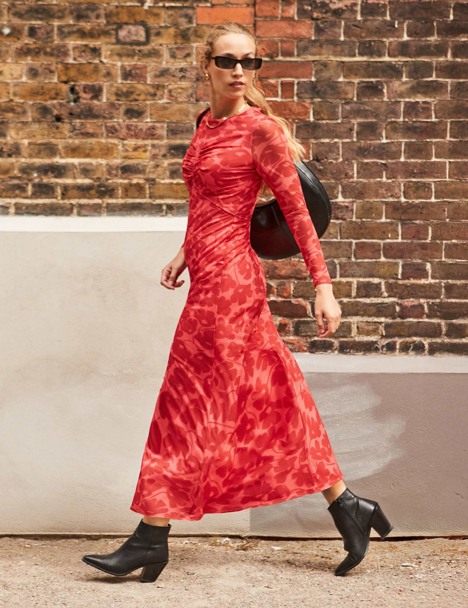 Floral Print Mesh Midaxi Dress - image 5