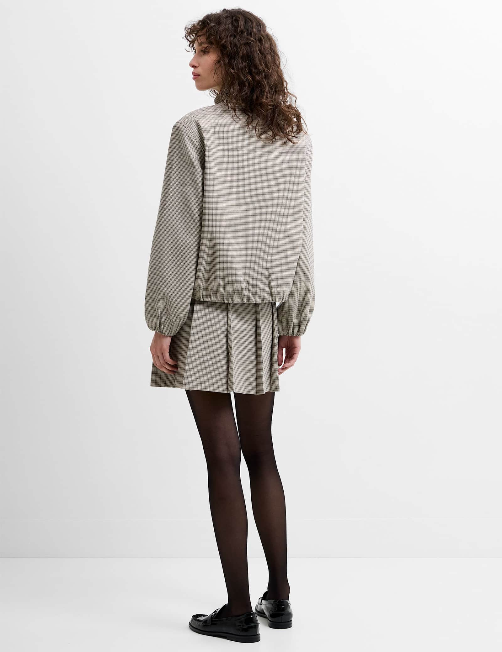 Checked Funnel Neck Bomber Jacket - image 5