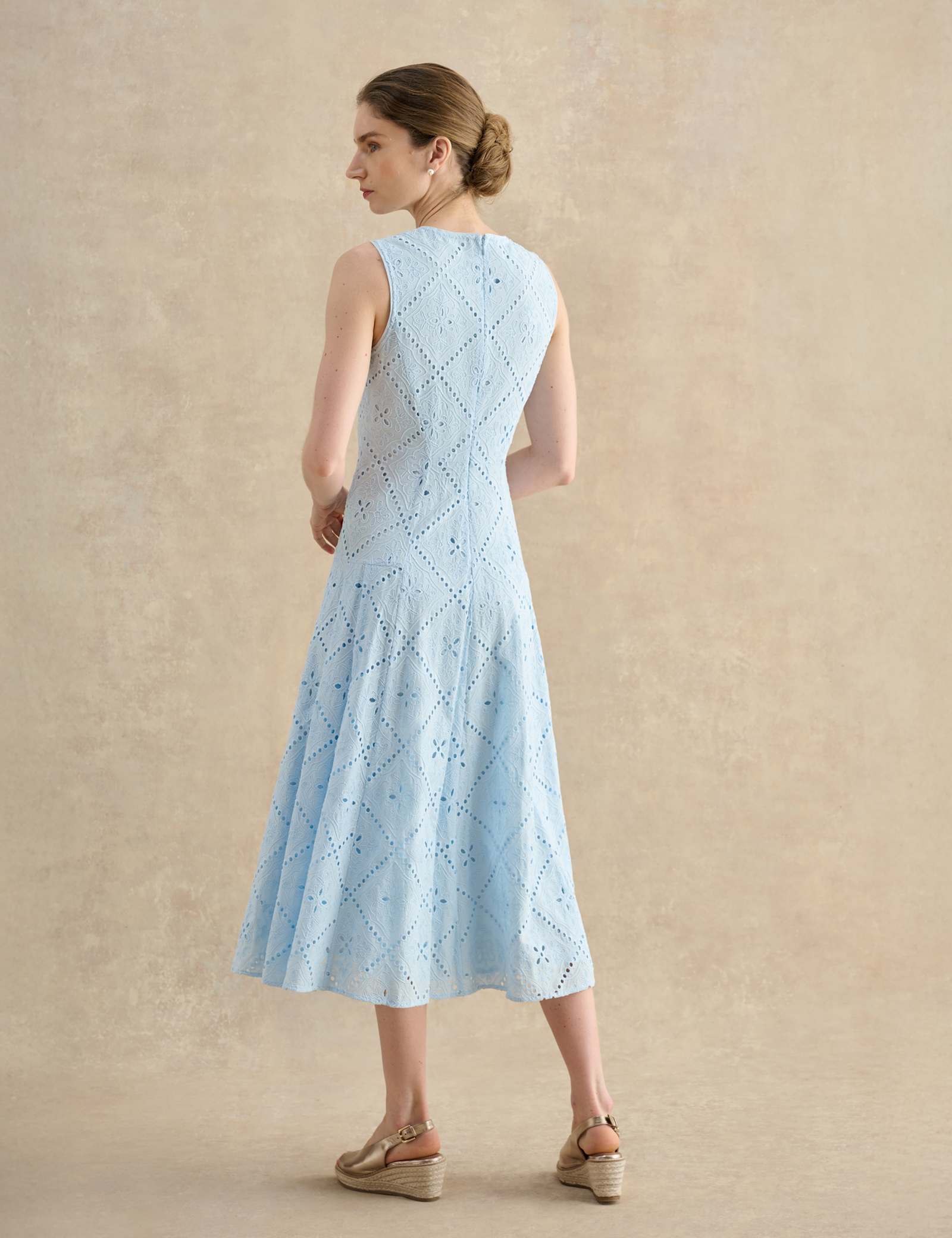 Pure Cotton Broderie Midi Skater Dress - image 5