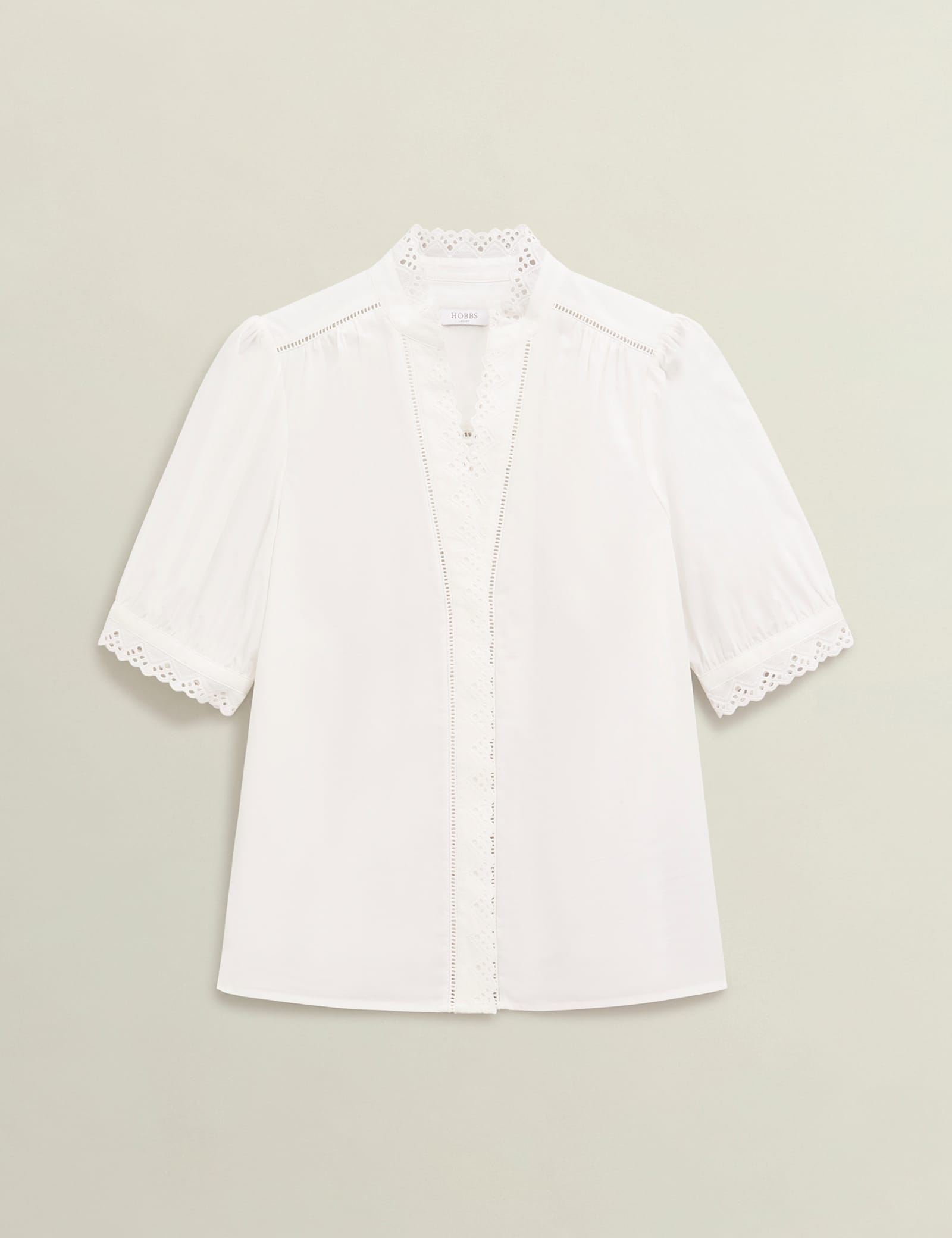 Pure Cotton Broderie Notch Neck Blouse - image 1