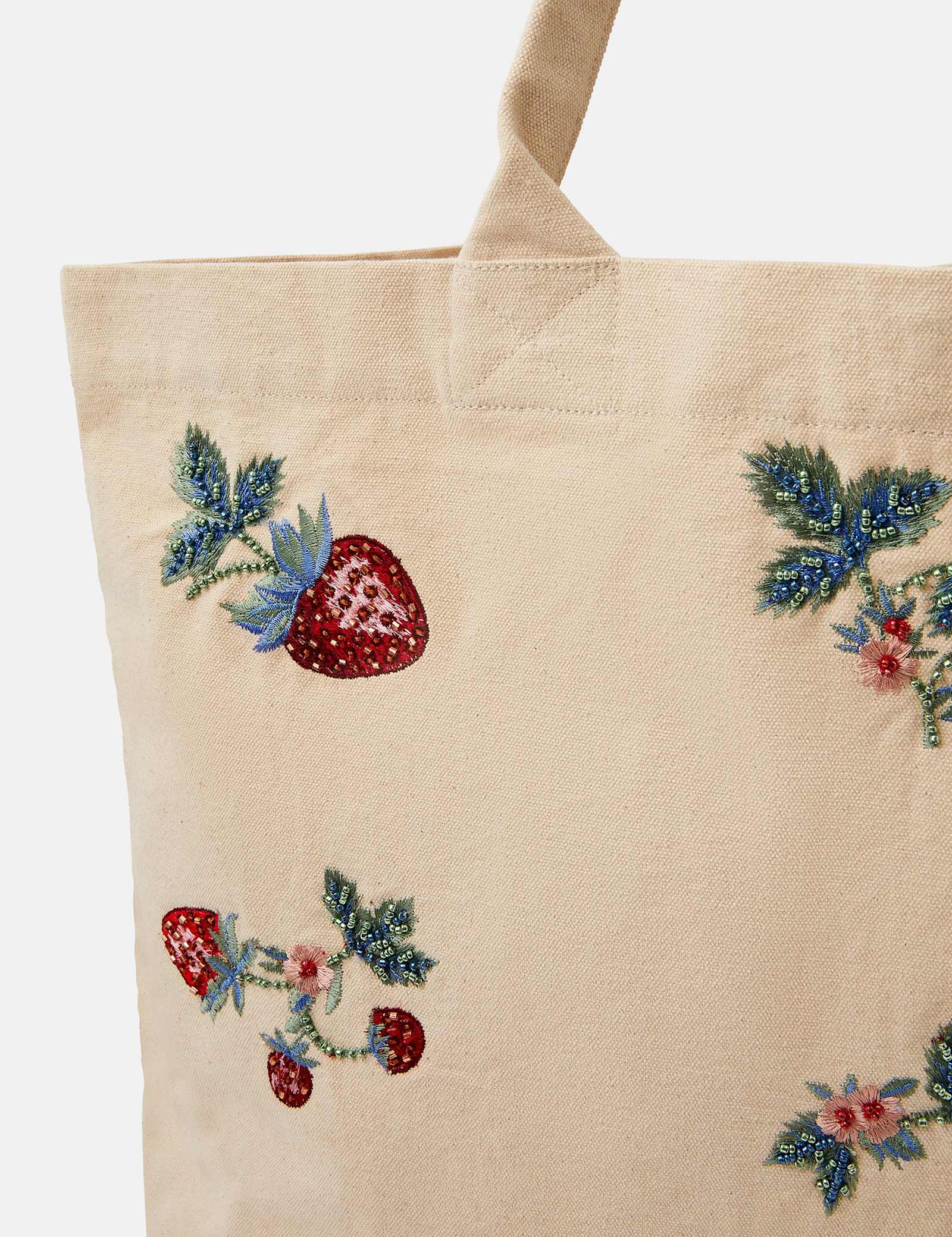 Pure Cotton Embellished Strawberry Shopper - image 3