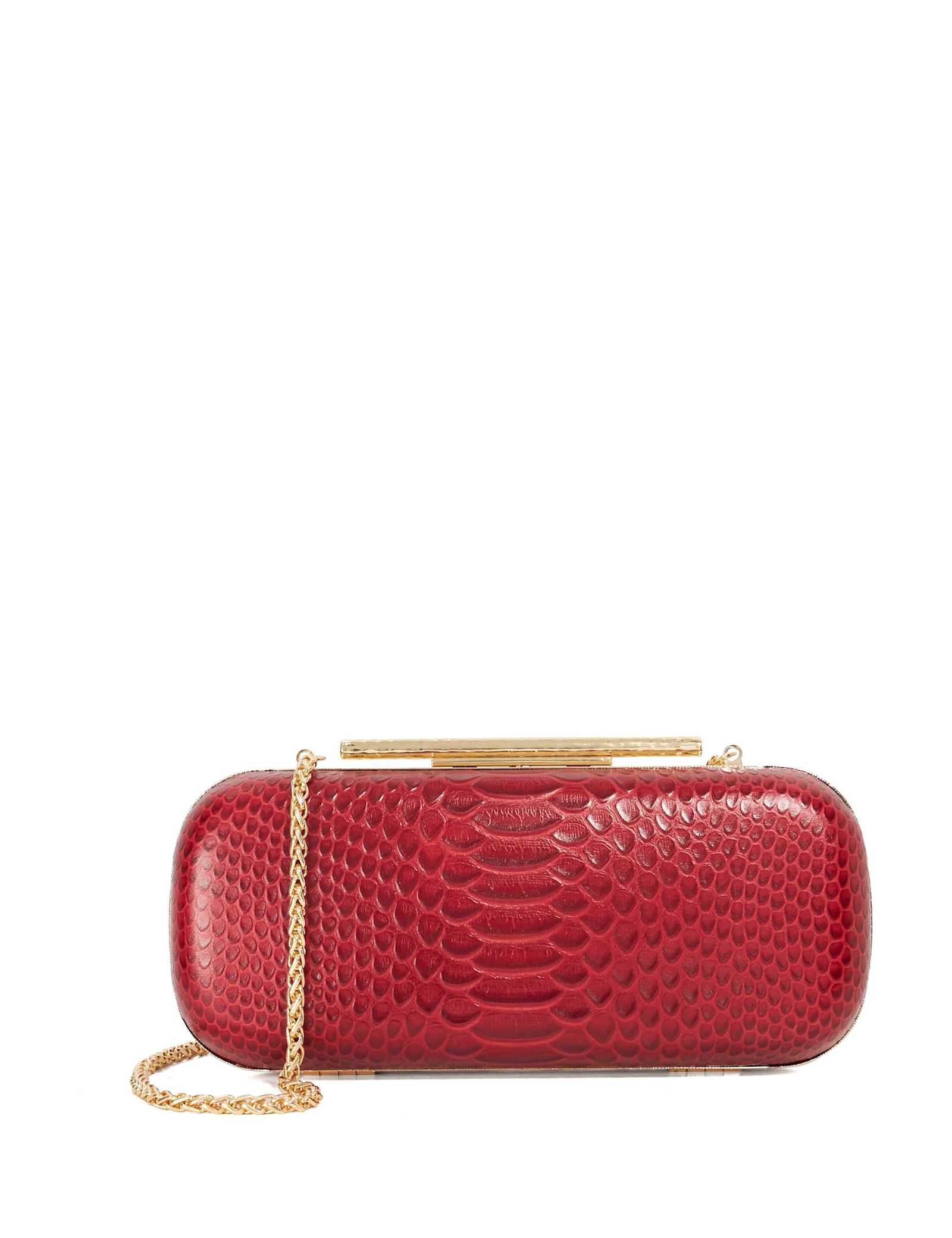 Leather Croc Effect Oval Hard Clutch Bag - image 3