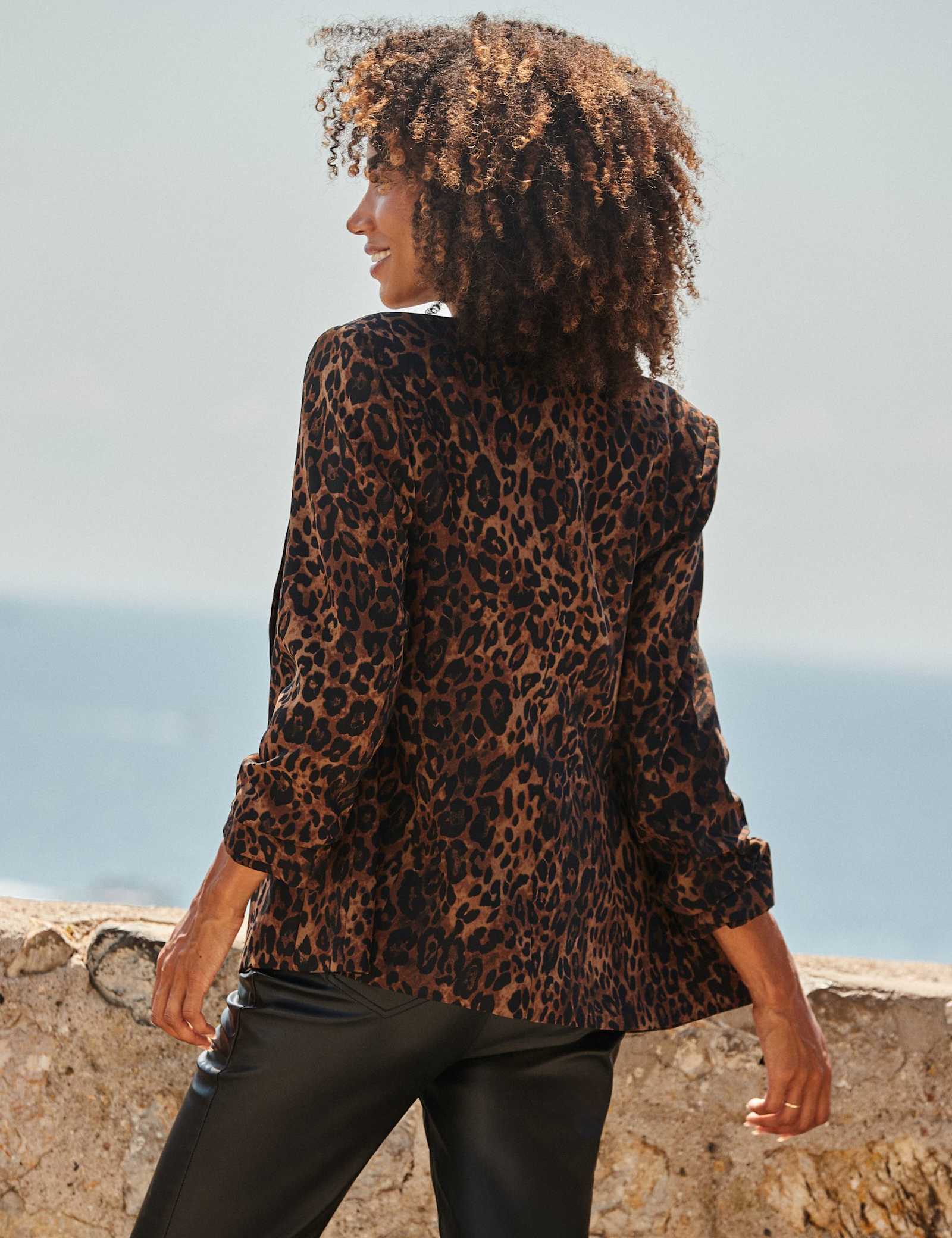 Leopard Print Single Breasted Blazer - image 2