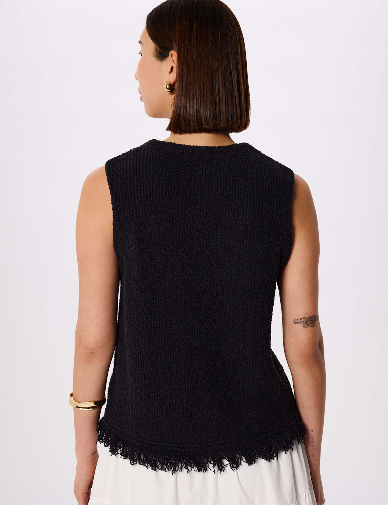 Cotton Rich Fringed Knitted Vest - image 5