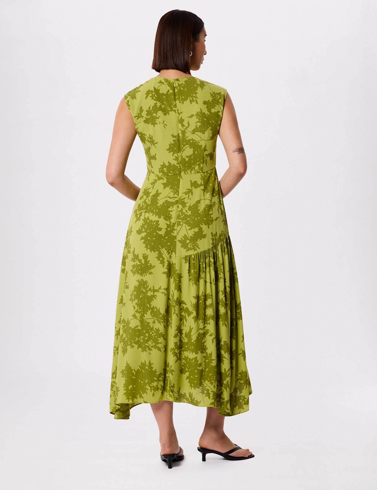 Floral Asymmetric Skirt Midi Skater Dress - image 3