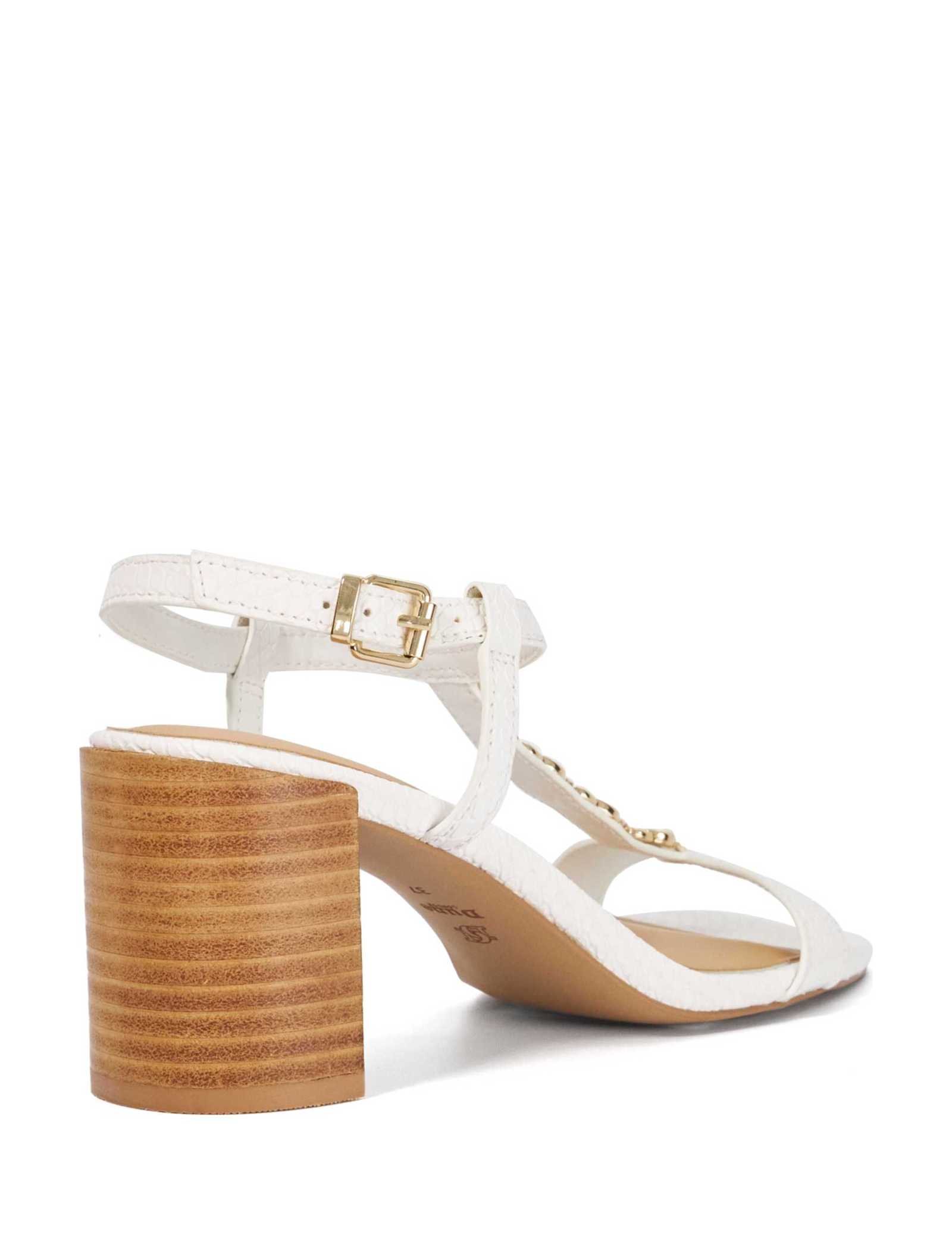 Leather Chain Detail Block Heel Sandals - image 5